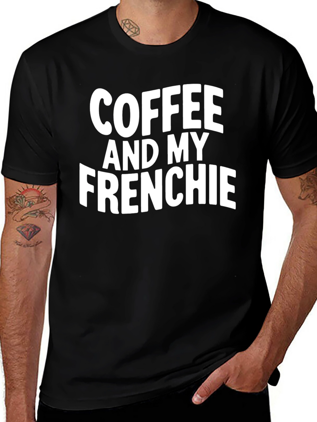 Coffee and My Frenchie Black T-Shirt