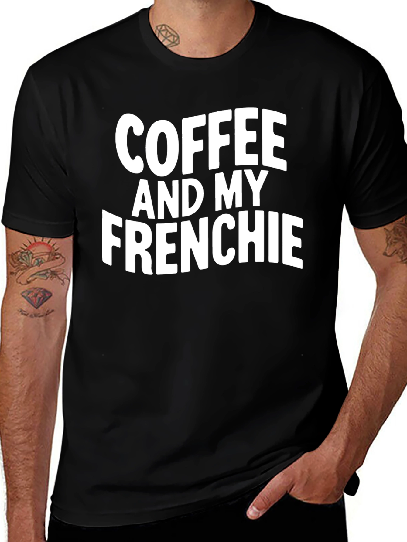 Coffee and My Frenchie Black T-Shirt