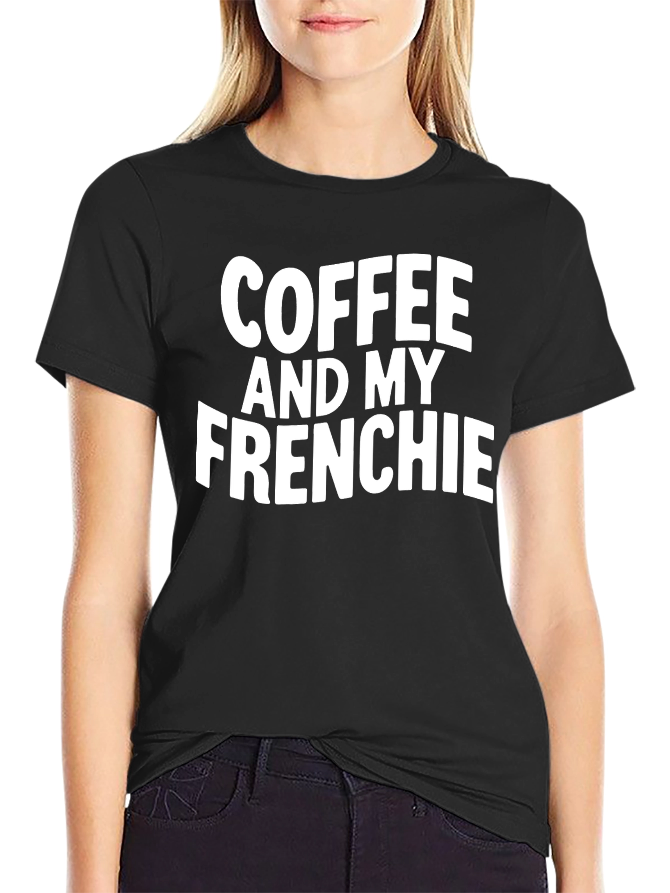 Coffee and My Frenchie Black T-Shirt