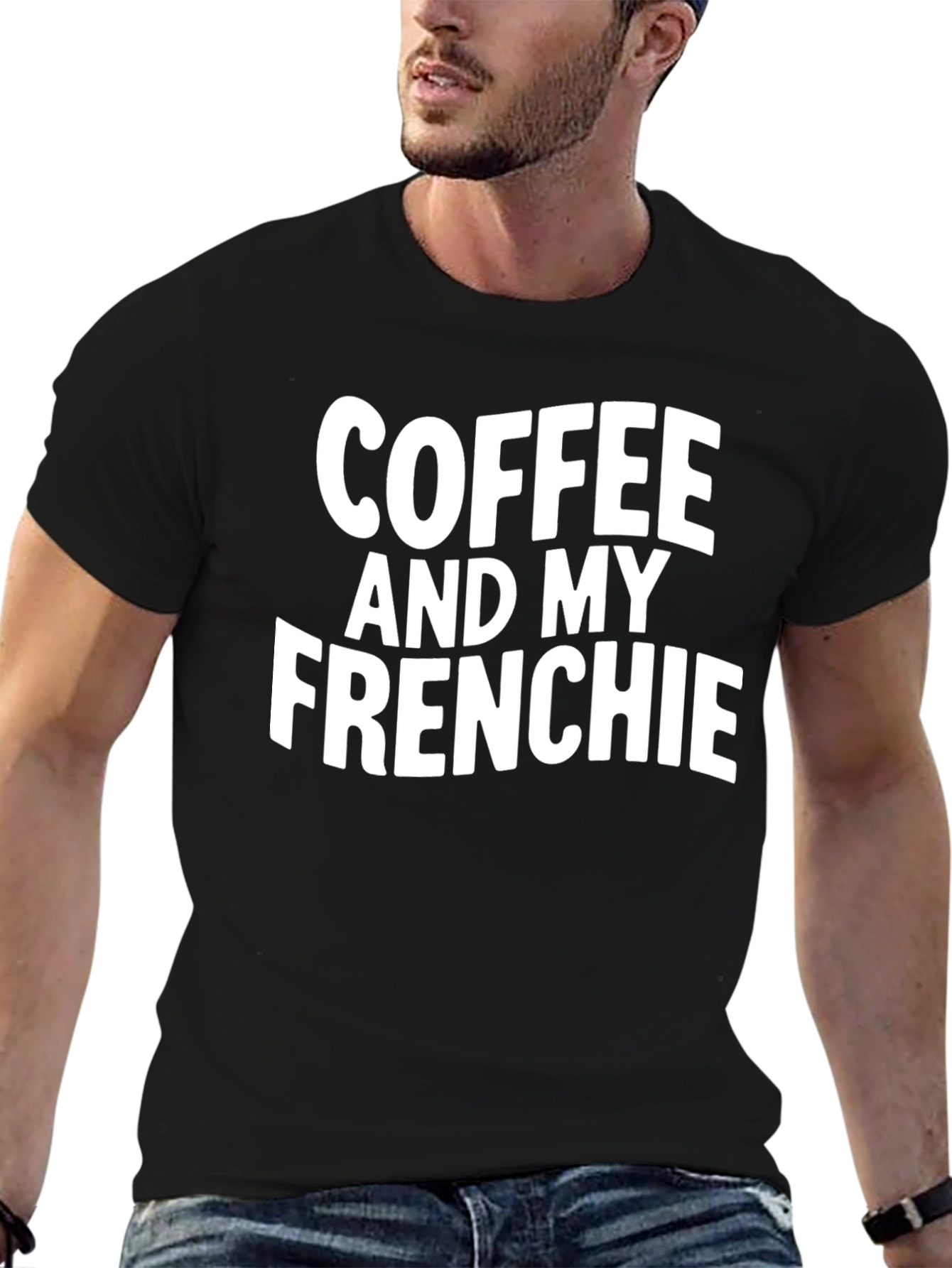 Coffee and My Frenchie Black T-Shirt