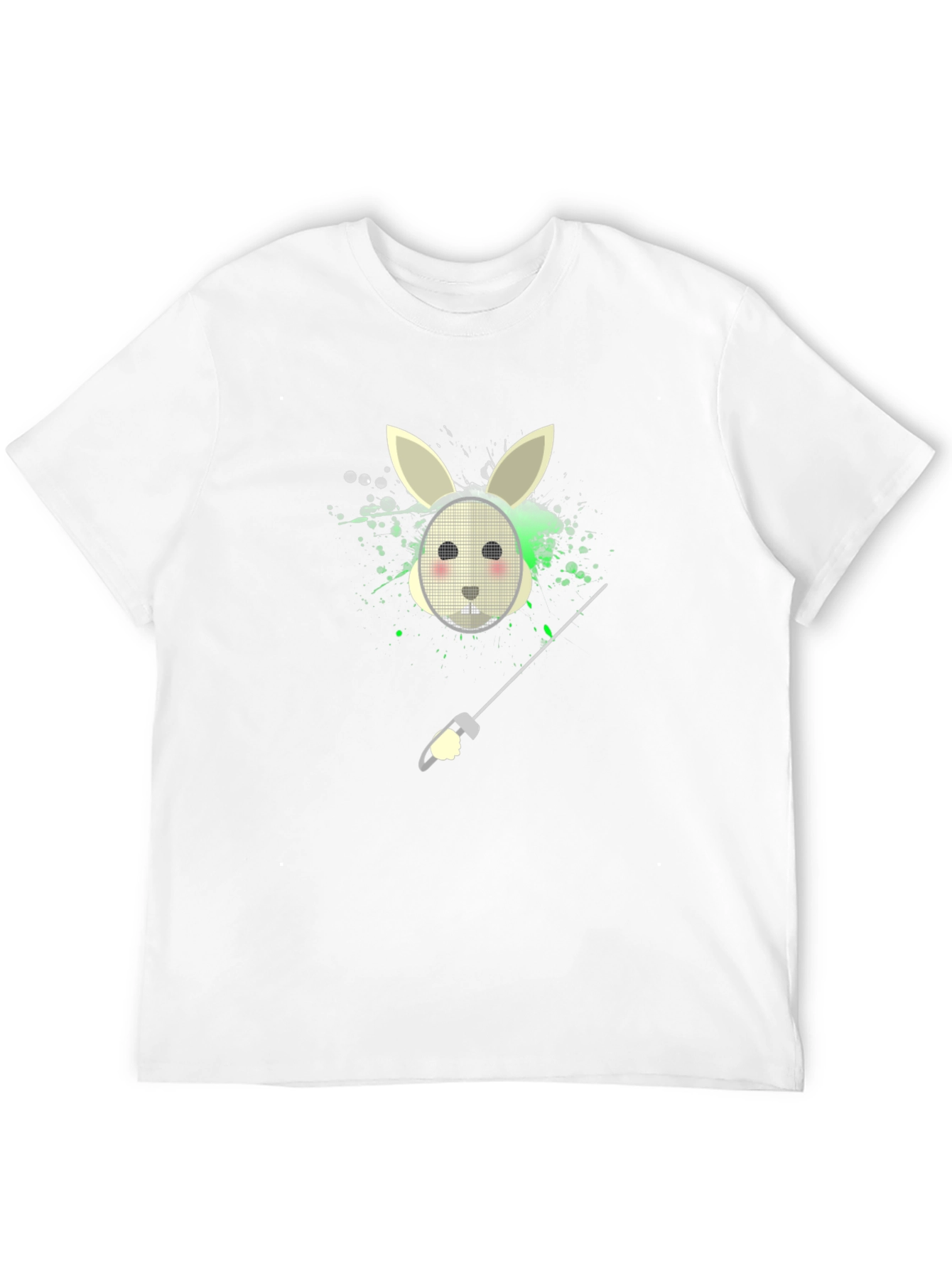 Bunny Fencer Graphic Tee - Black Cotton T-Shirt