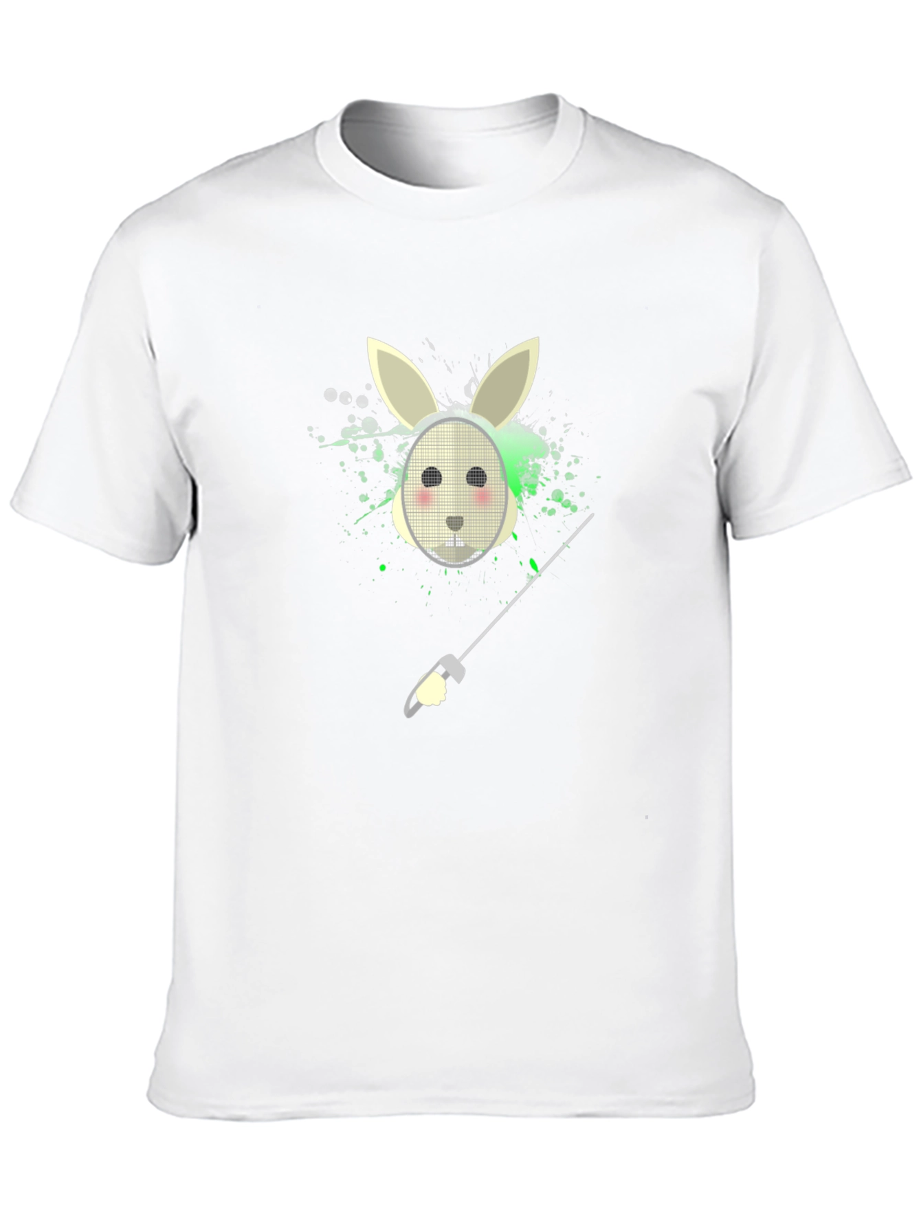 Bunny Fencer Graphic Tee - Black Cotton T-Shirt