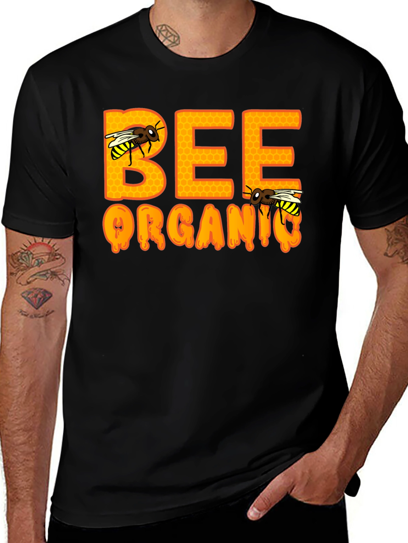 Bee Organic T-Shirt - Black Cotton Tee