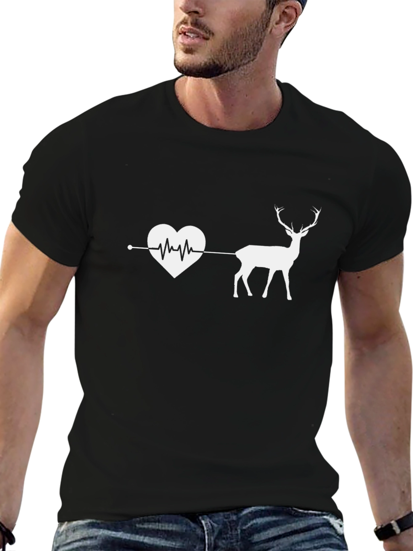 Deer Heartbeat Graphic T-Shirt - Soft Cotton Blend