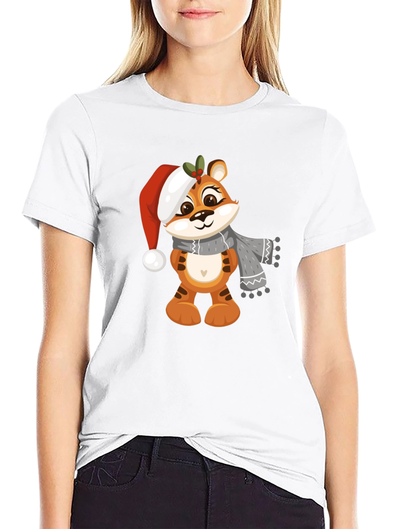 Cute Cartoon Tiger Christmas T-Shirt