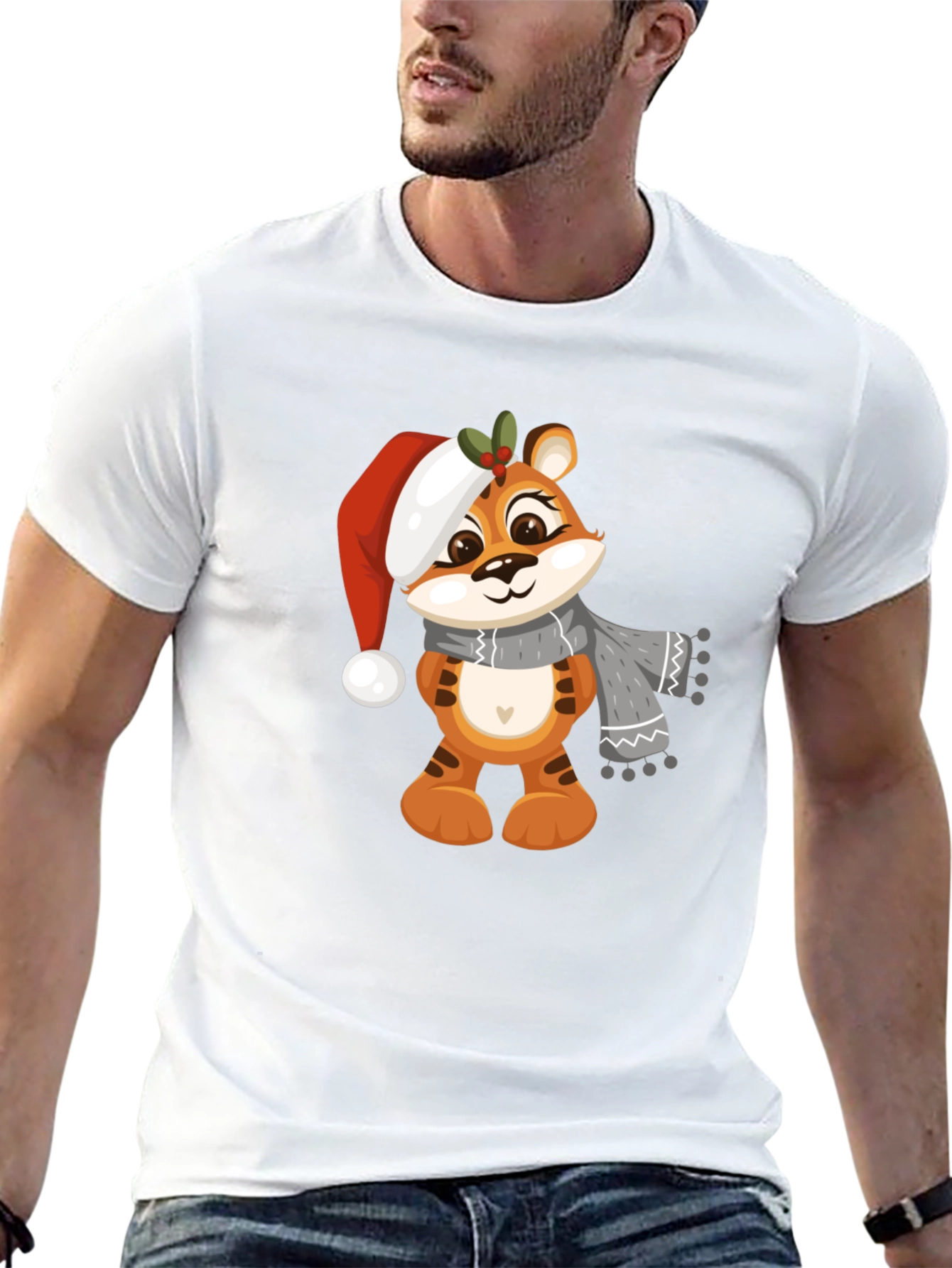 Cute Cartoon Tiger Christmas T-Shirt