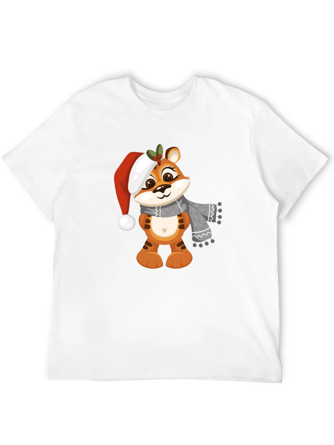 Cute Cartoon Tiger Christmas T-Shirt