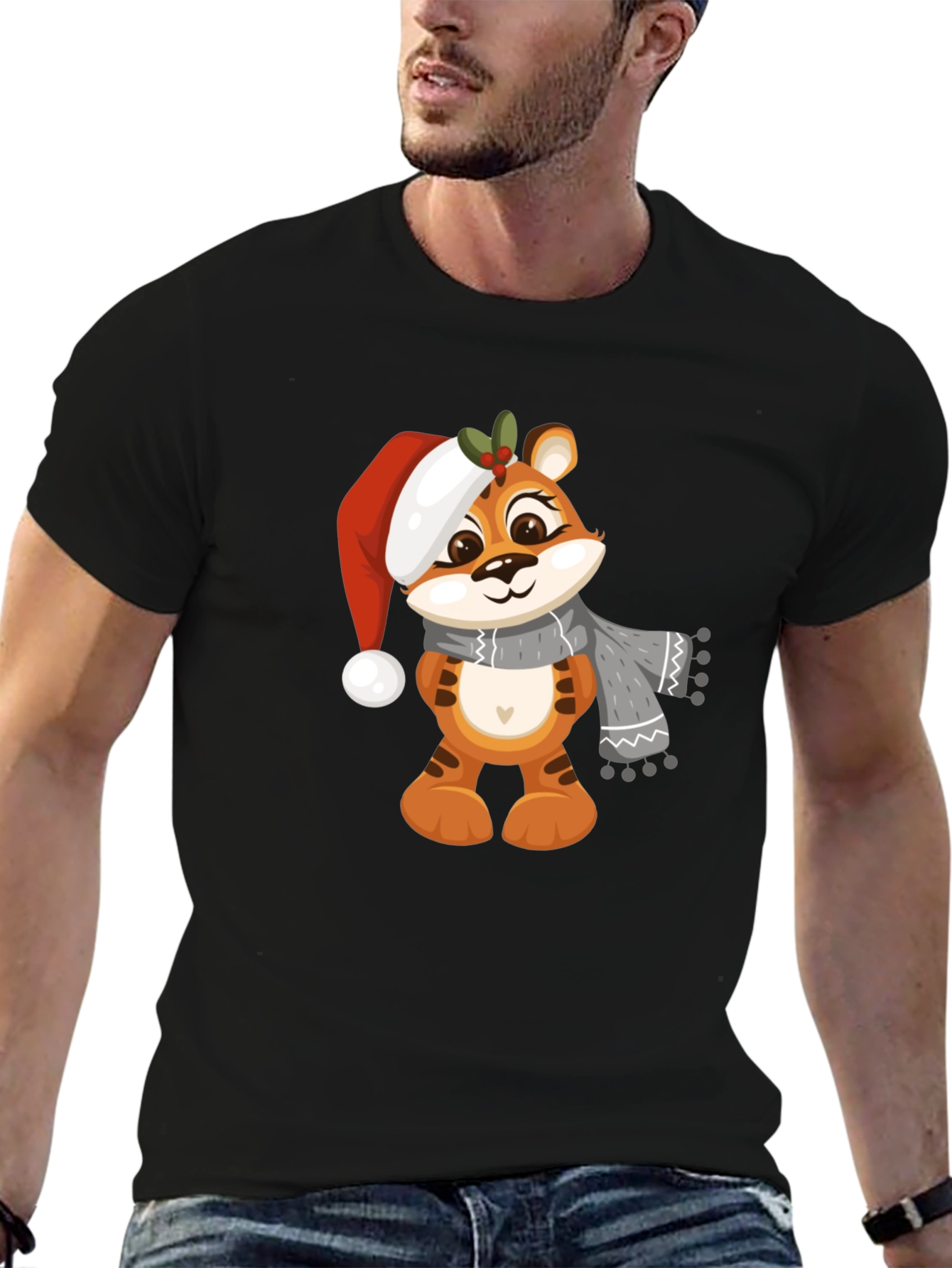 Cute Cartoon Tiger Christmas T-Shirt