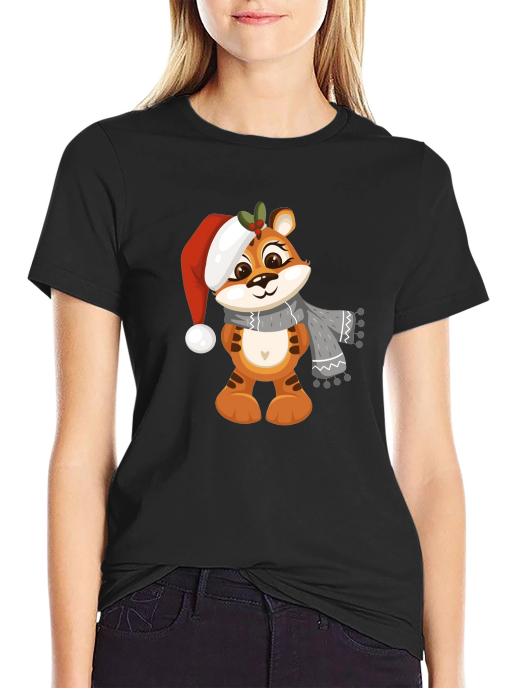 Cute Cartoon Tiger Christmas T-Shirt