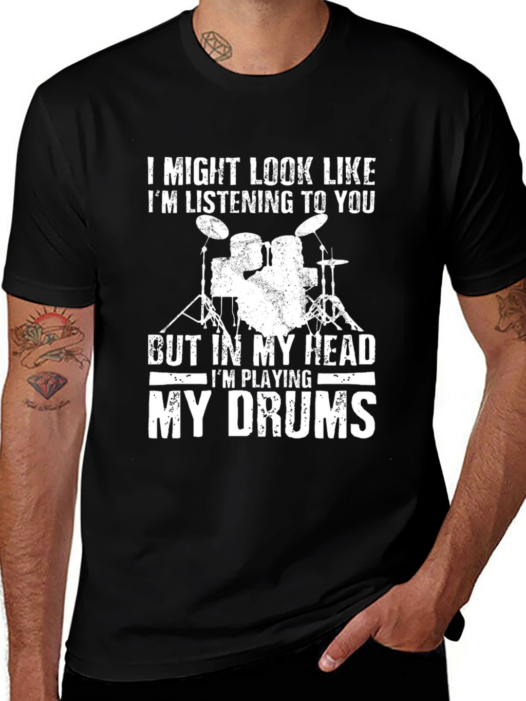 Drummers Head T-Shirt - Funny Music Tee