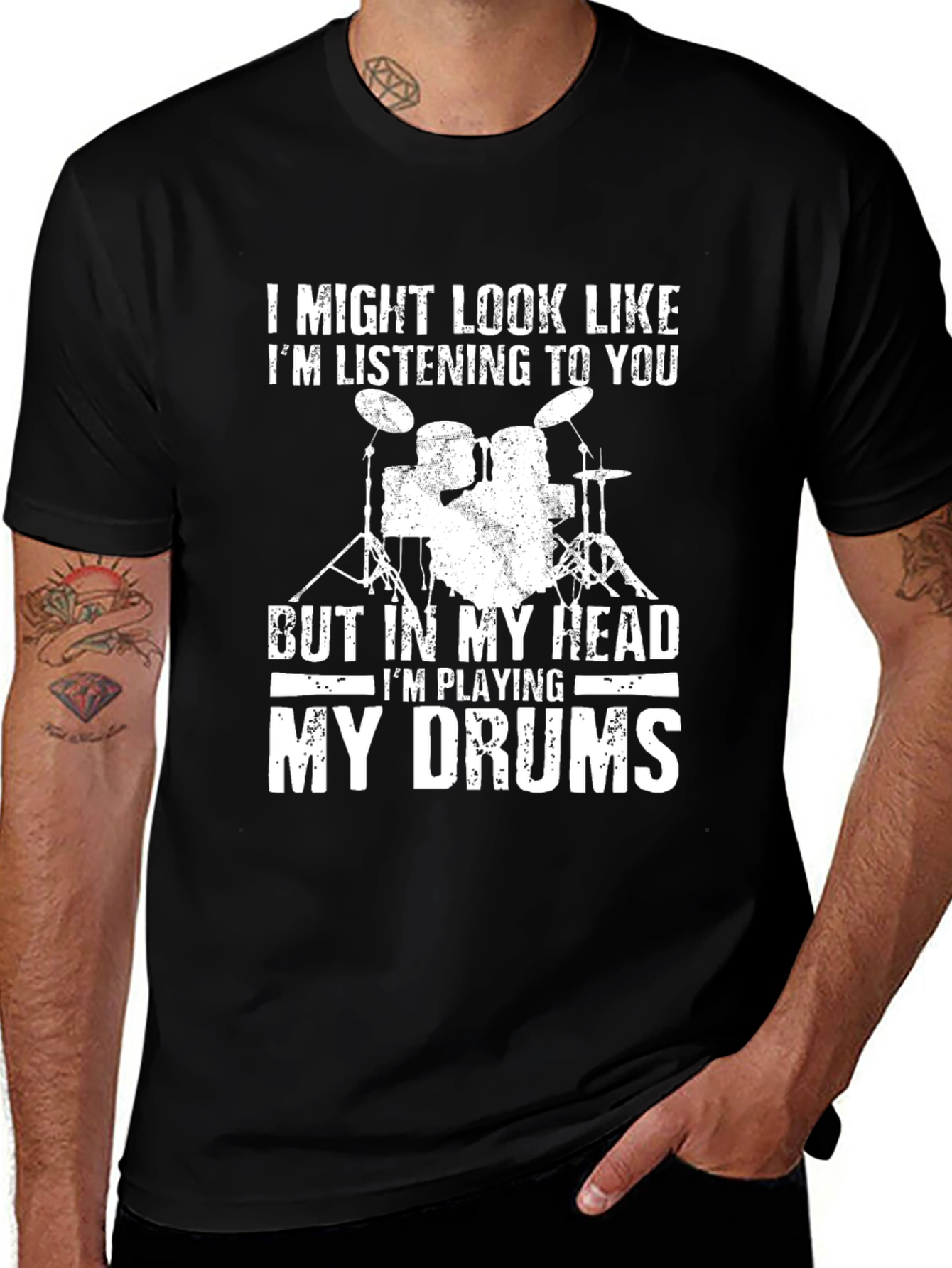 Drummers Head T-Shirt - Funny Music Tee