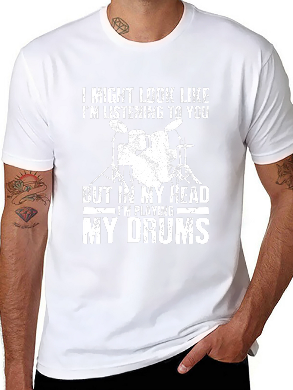 Drummers Head T-Shirt - Funny Music Tee