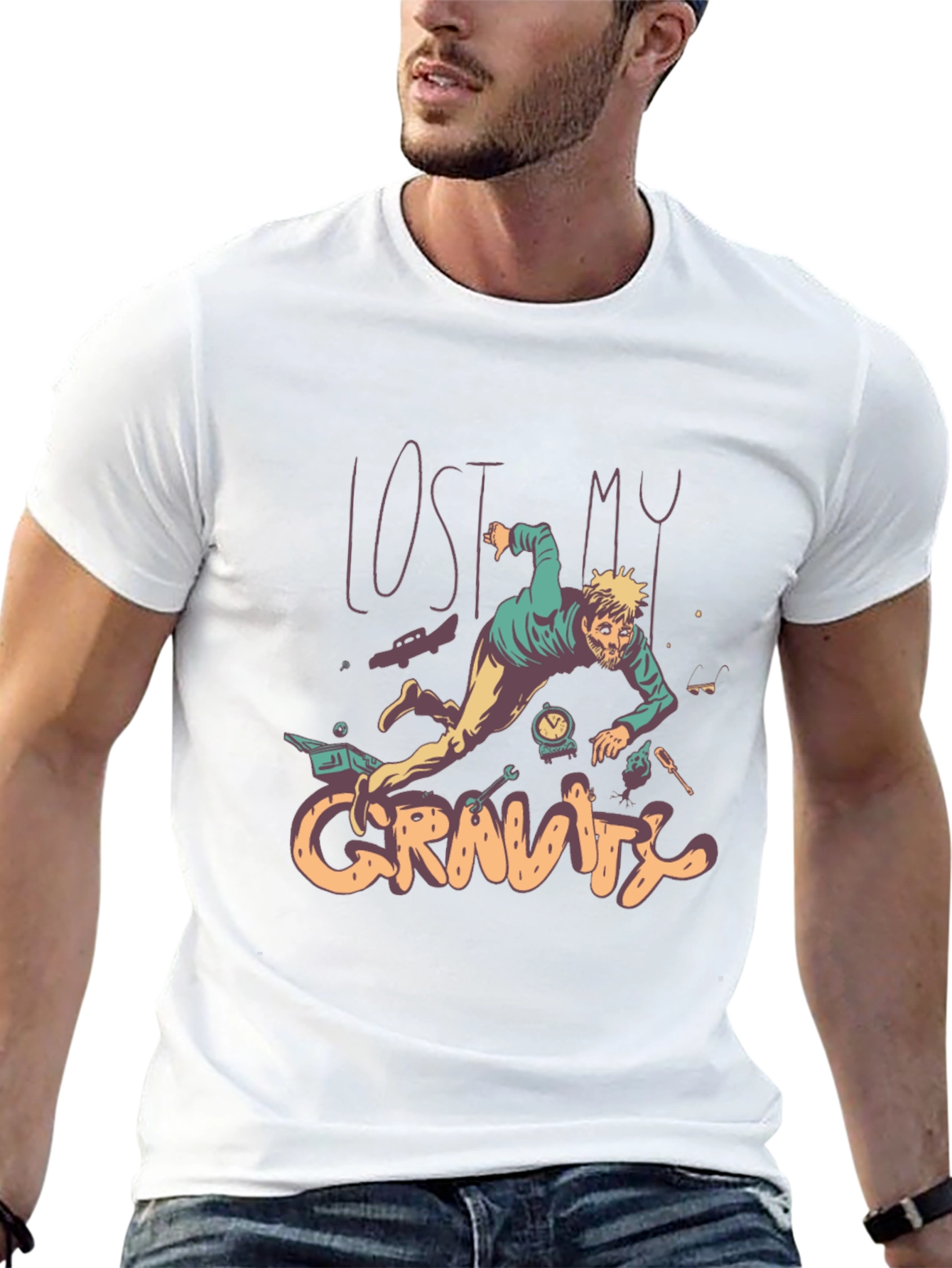 Lost My Gravity Graphic Tee - Black Cotton T-Shirt