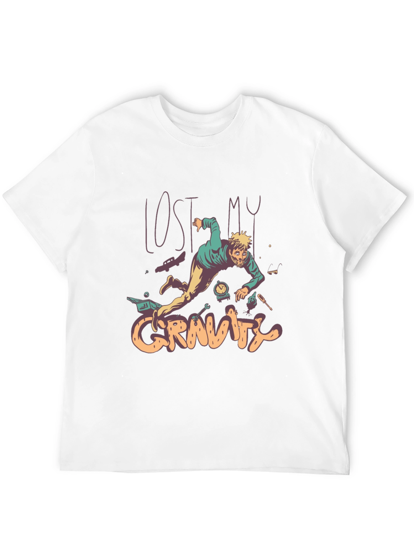 Lost My Gravity Graphic Tee - Black Cotton T-Shirt