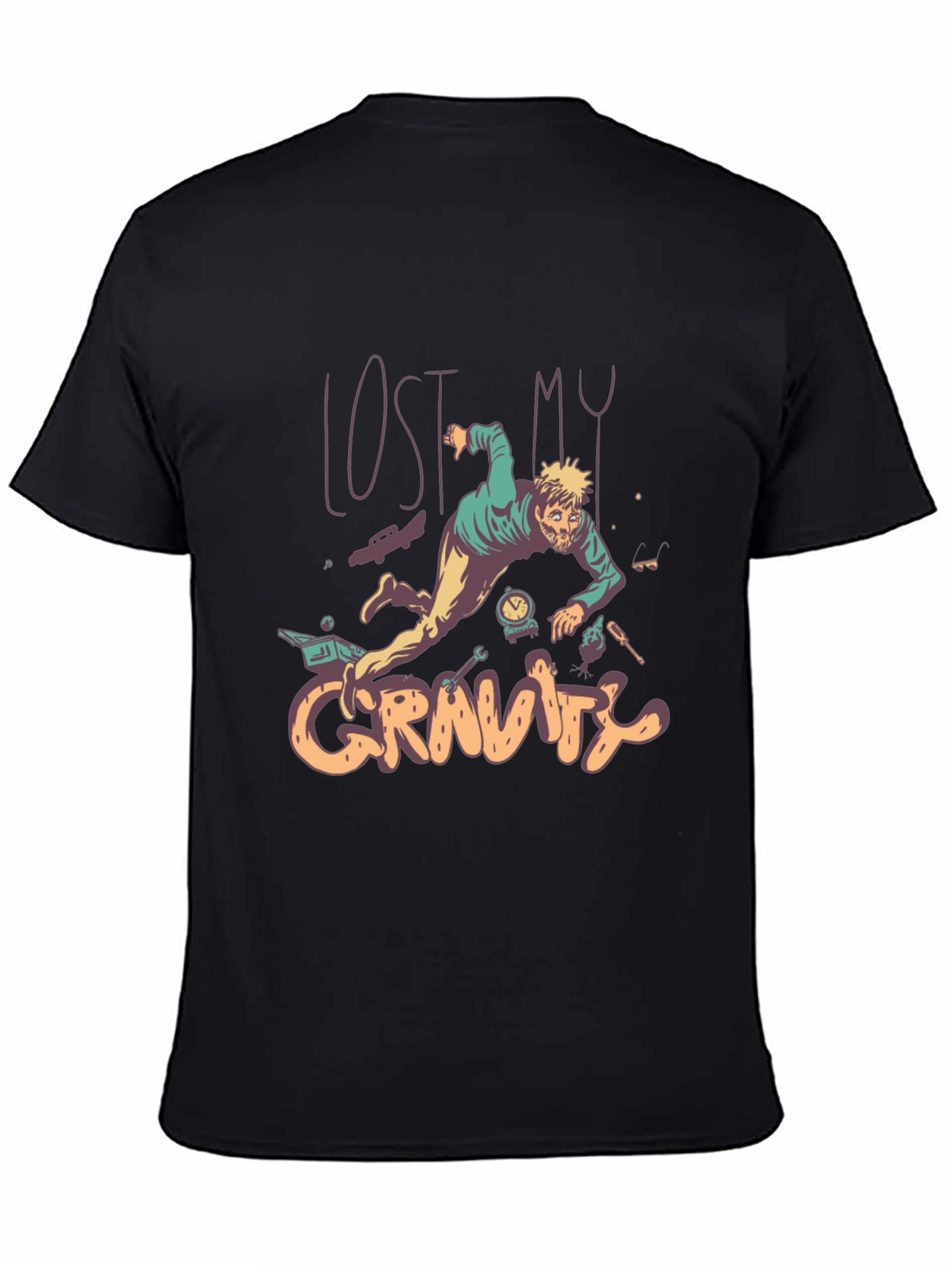 Lost My Gravity Graphic Tee - Black Cotton T-Shirt