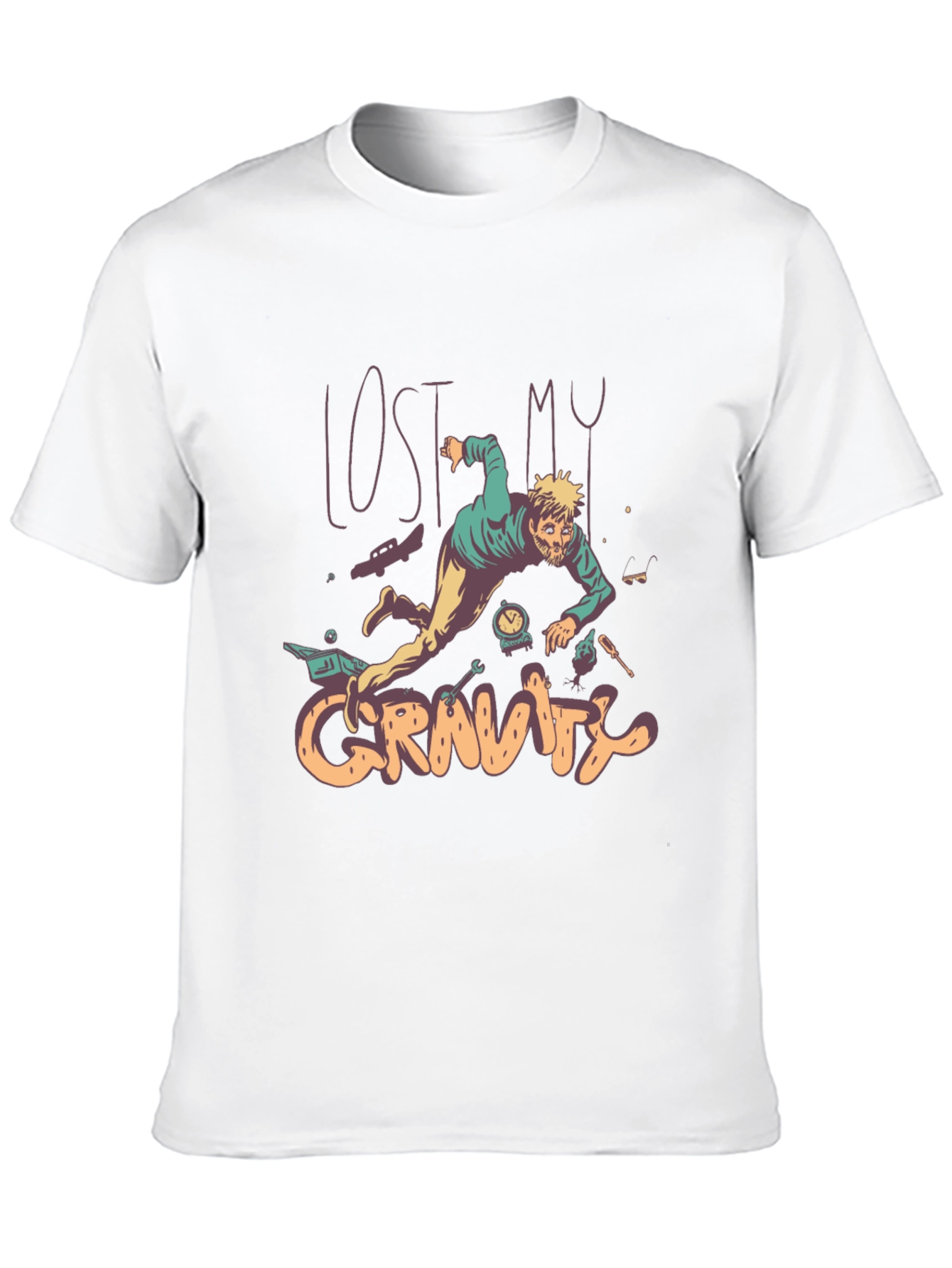 Lost My Gravity Graphic Tee - Black Cotton T-Shirt