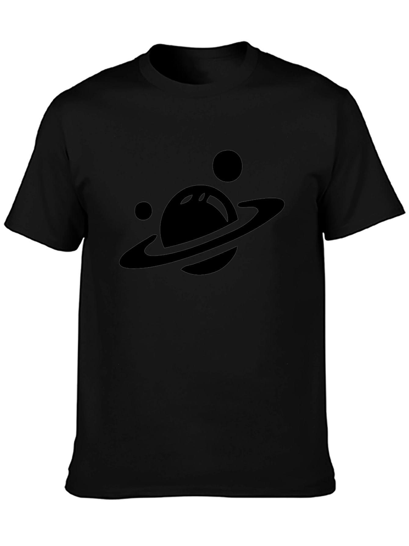 Planet Saturn Graphic Tee - Black Cotton T-Shirt