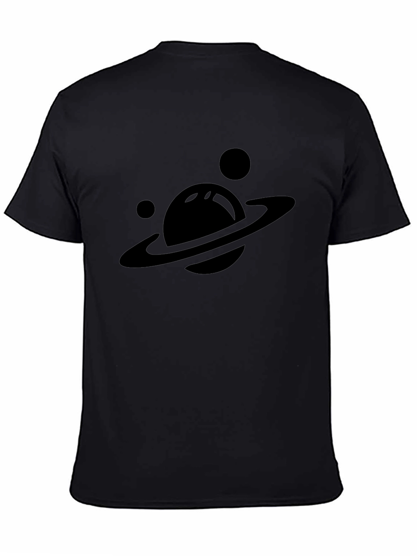 Planet Saturn Graphic Tee - Black Cotton T-Shirt