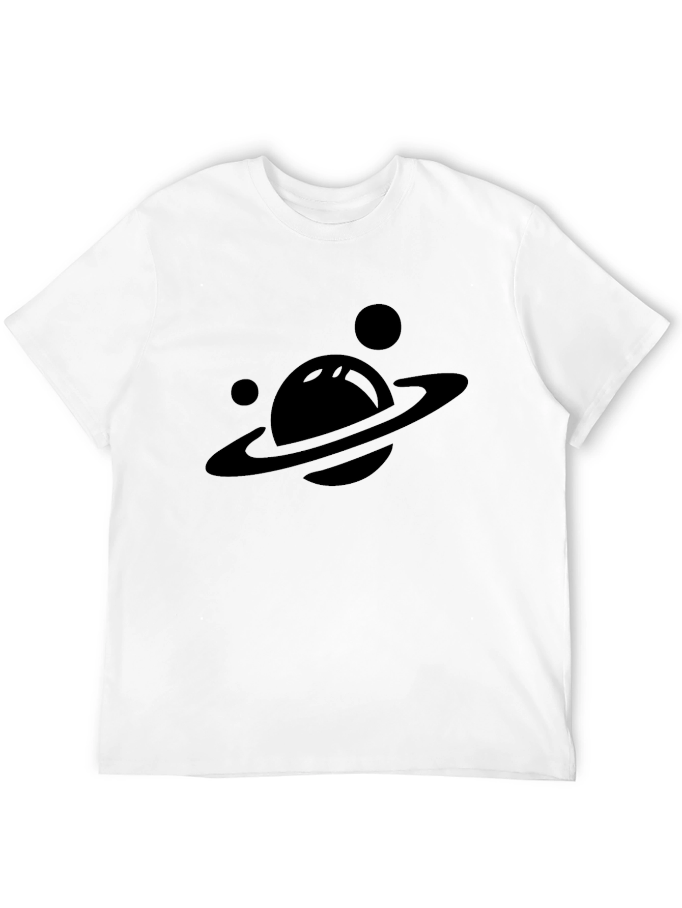 Planet Saturn Graphic Tee - Black Cotton T-Shirt