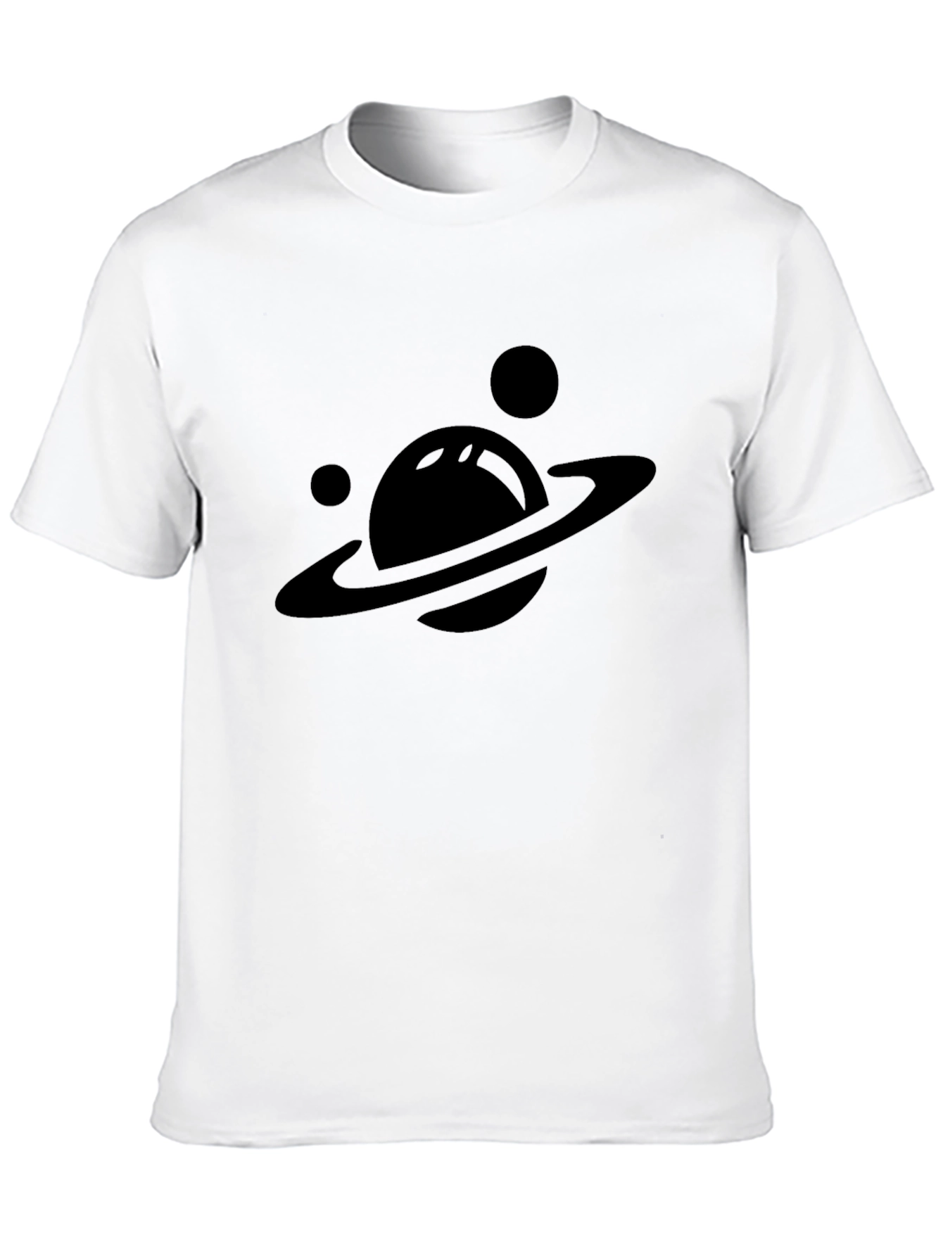 Planet Saturn Graphic Tee - Black Cotton T-Shirt
