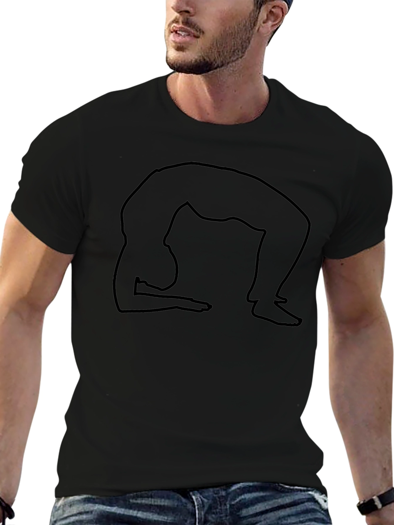 Yoga Pose Graphic Tee - Black Cotton Shirt