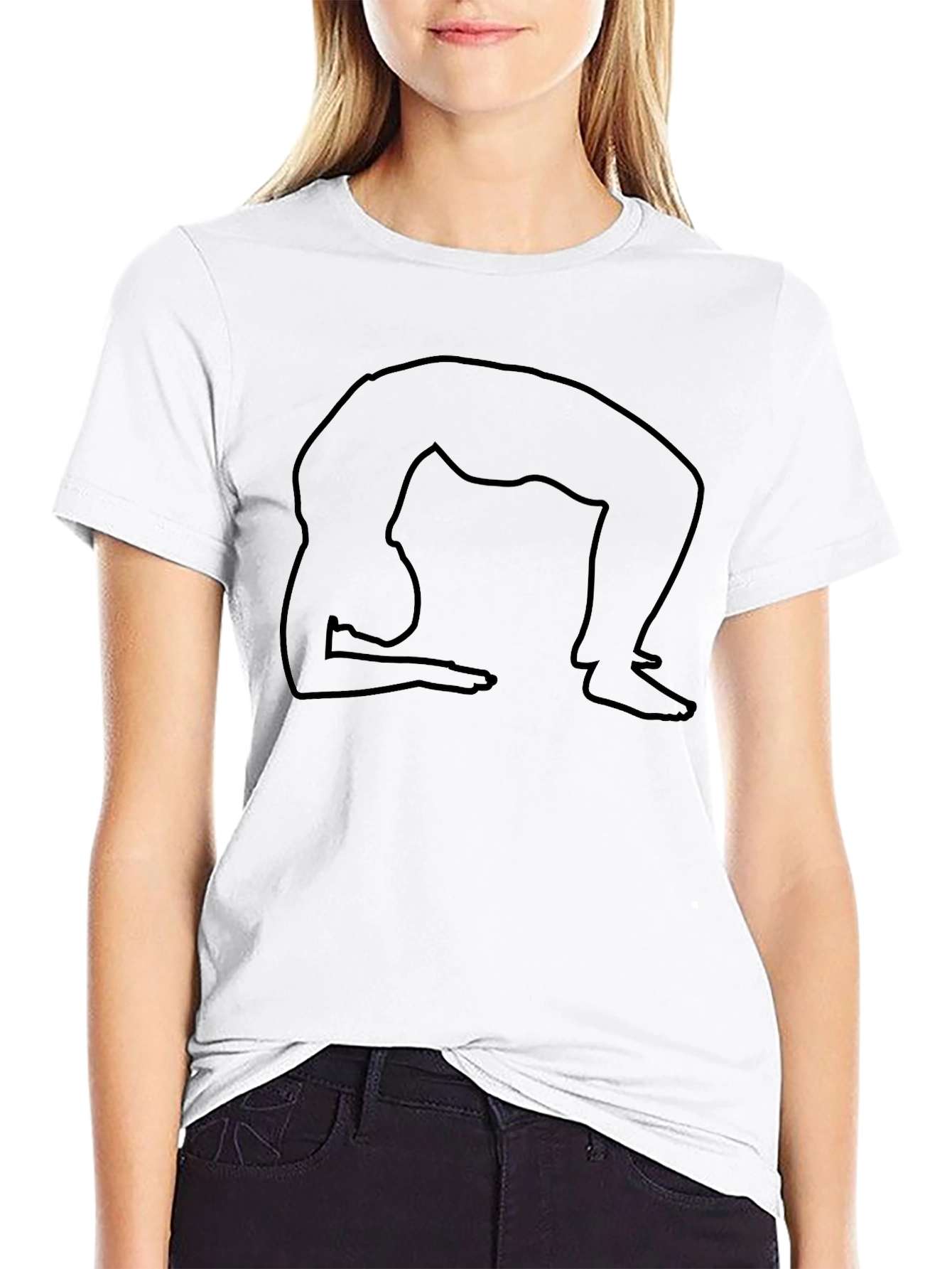 Yoga Pose Graphic Tee - Black Cotton Shirt