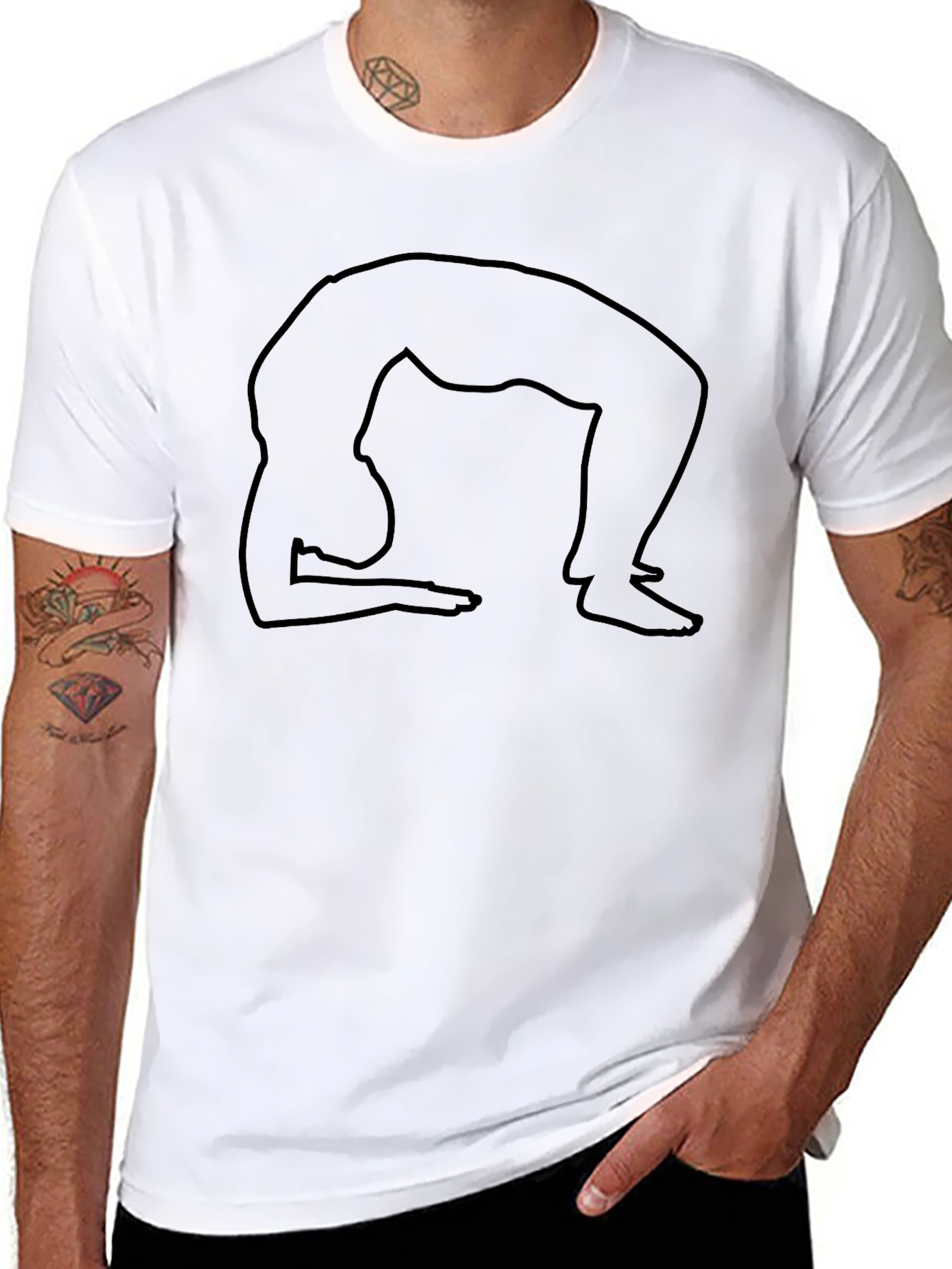 Yoga Pose Graphic Tee - Black Cotton Shirt