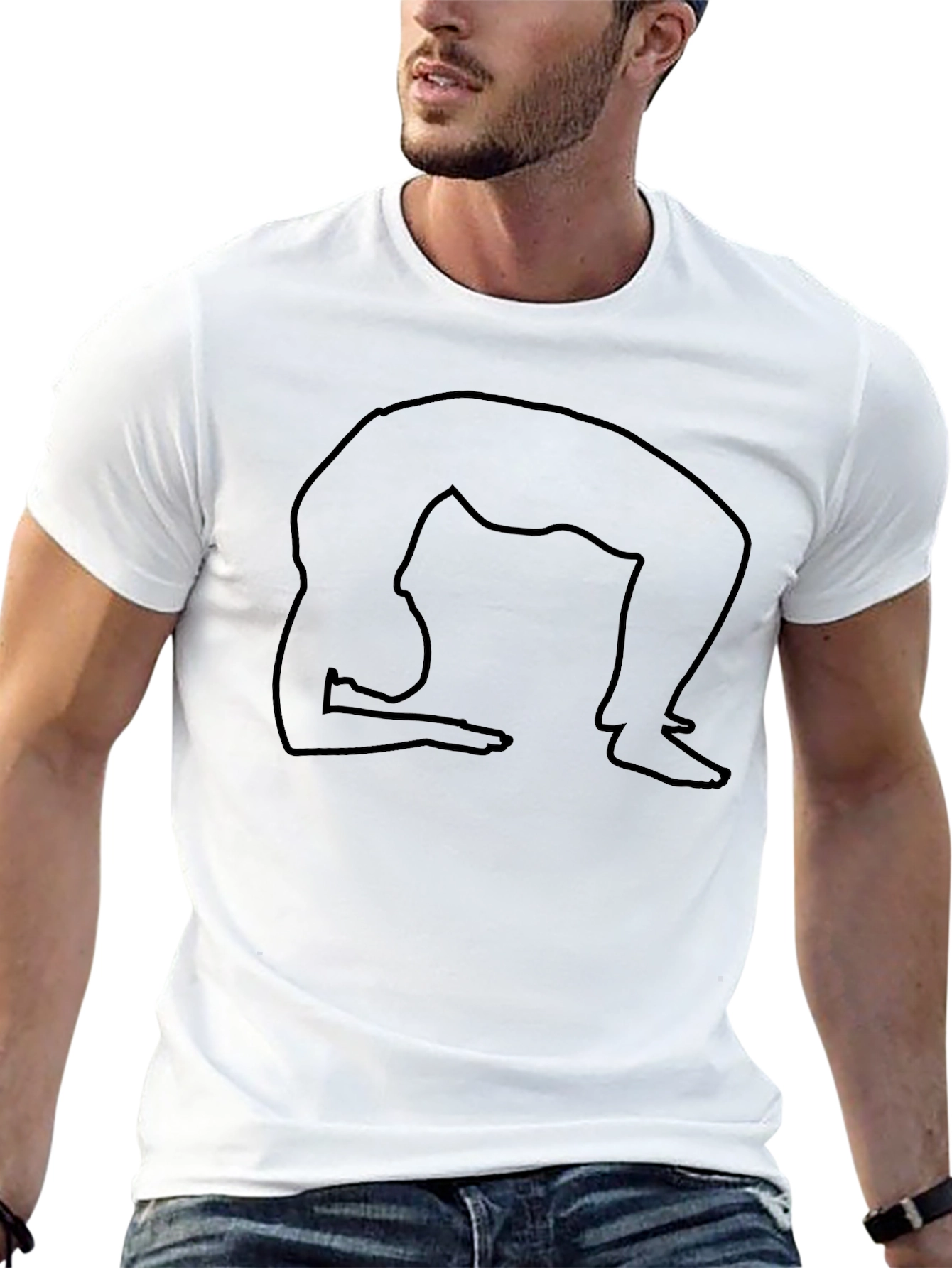Yoga Pose Graphic Tee - Black Cotton Shirt