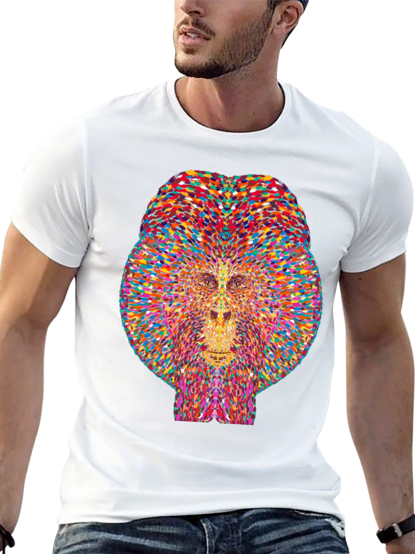 Colorful Geometric Gorilla Graphic Tee