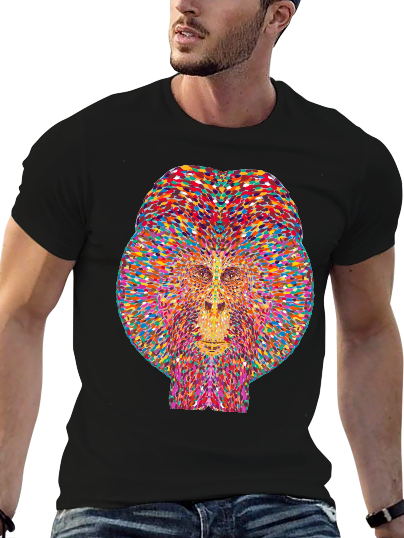 Colorful Geometric Gorilla Graphic Tee