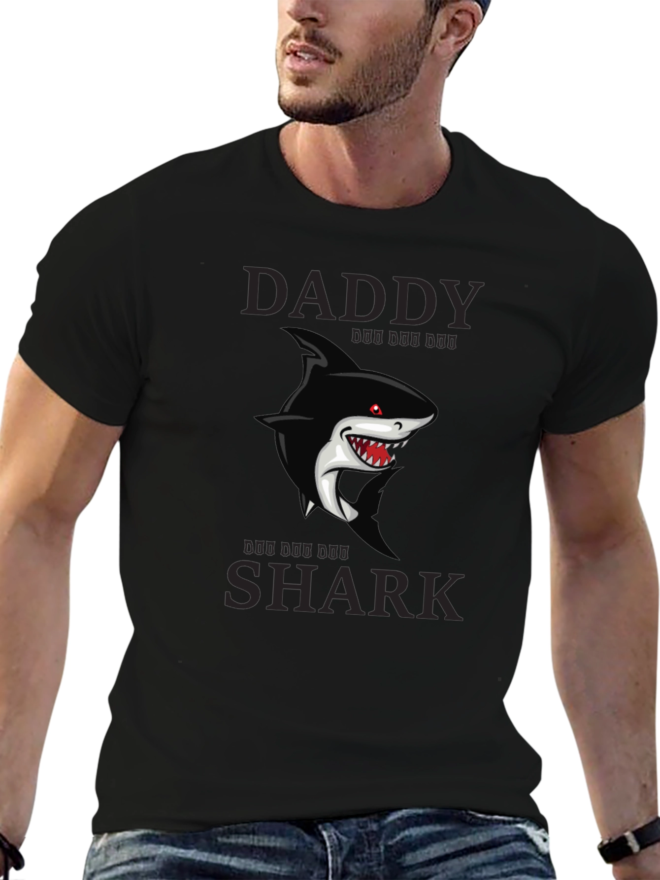 Daddy Shark Graphic T-Shirt - Black
