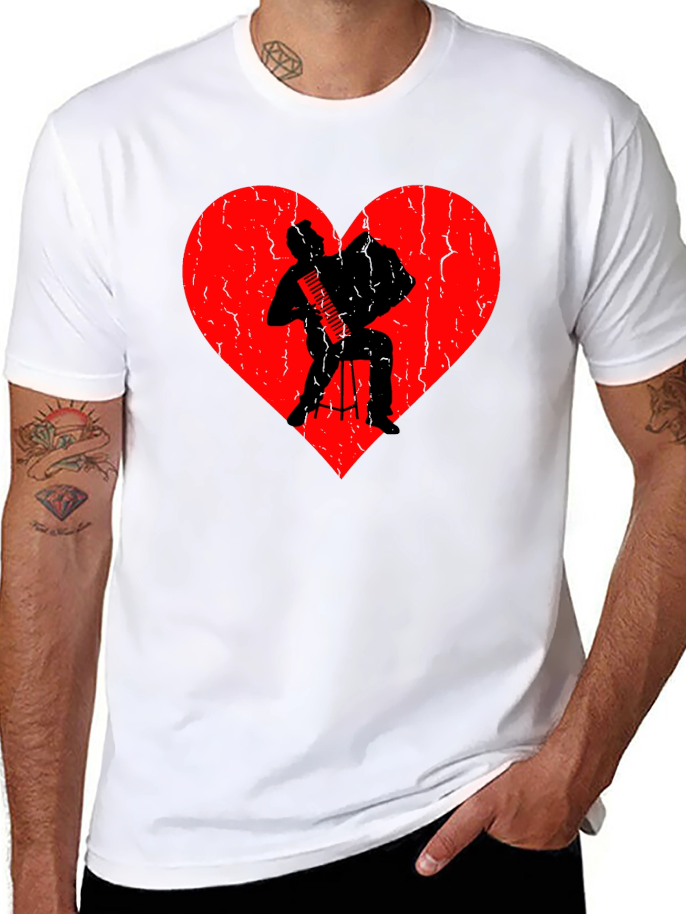 Accordion Player Heart Graphic T-Shirt