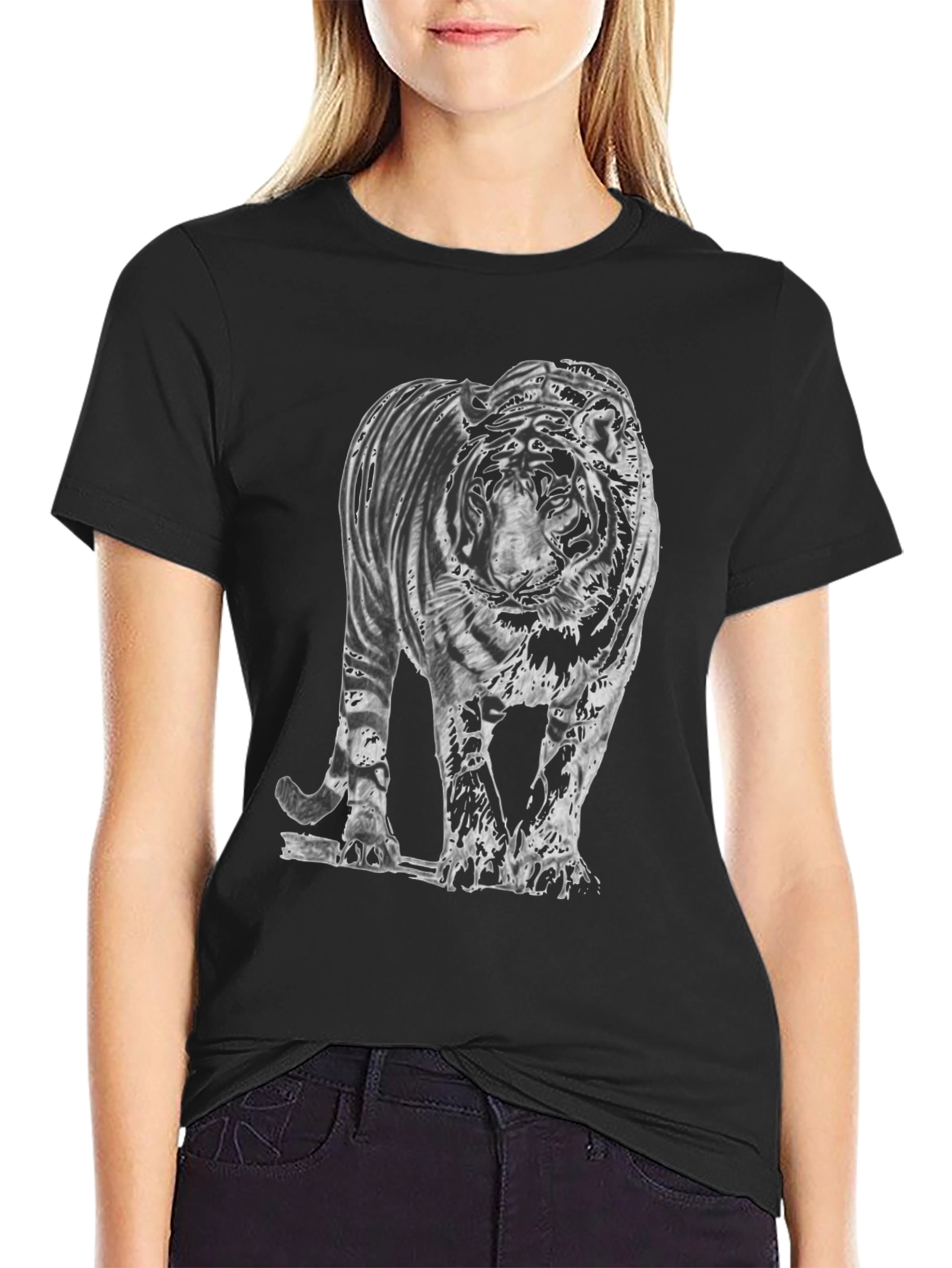 Black Tiger Graphic Tee - Mens Stylish Casual T-Shirt