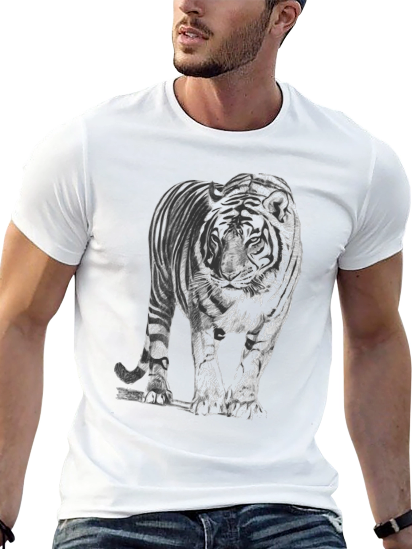 Black Tiger Graphic Tee - Mens Stylish Casual T-Shirt