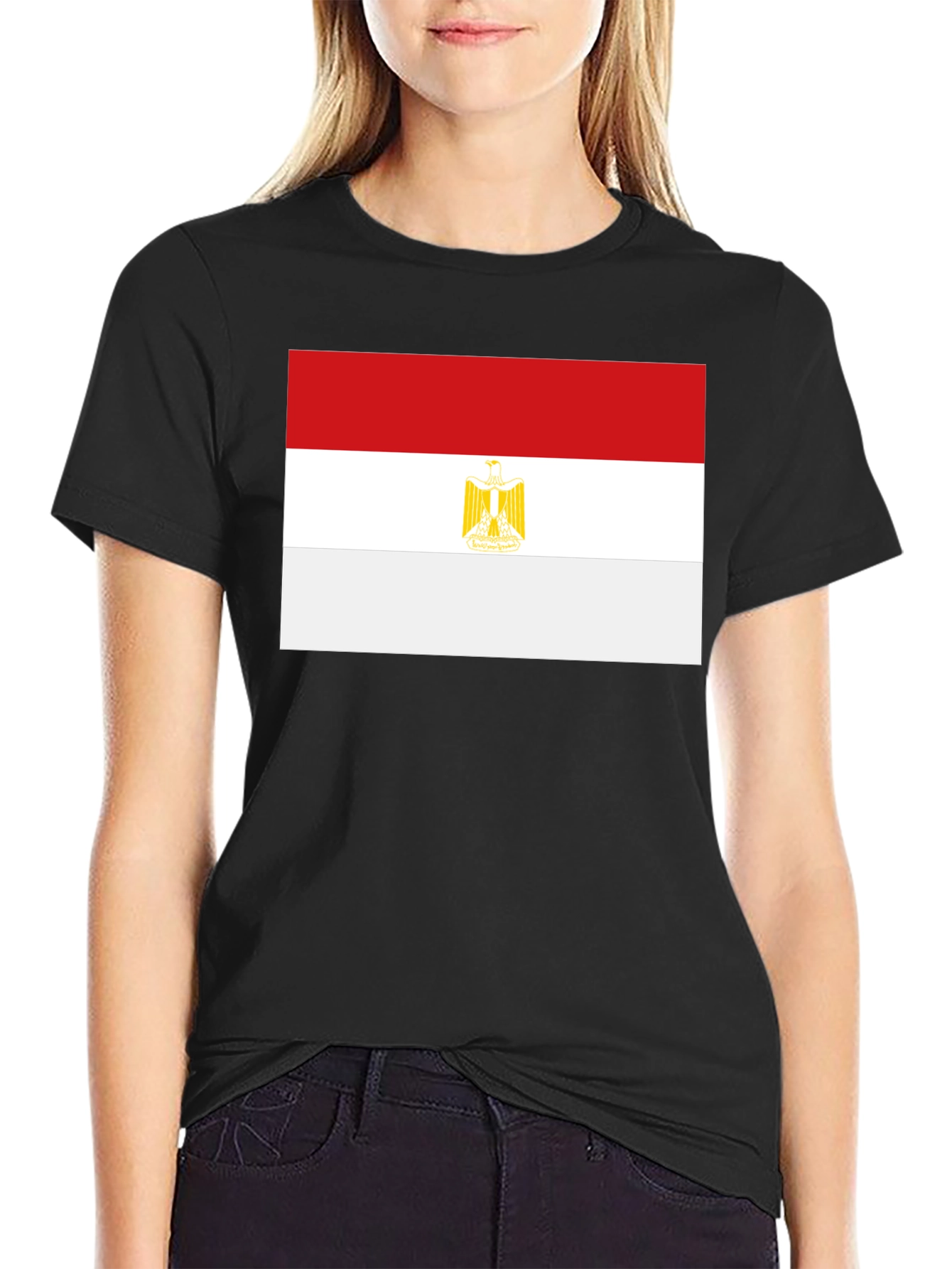 Egypt Flag Graphic Tee - Black Cotton T-Shirt
