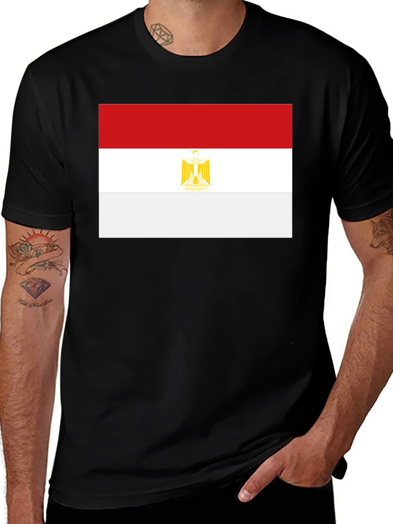 Egypt Flag Graphic Tee - Black Cotton T-Shirt