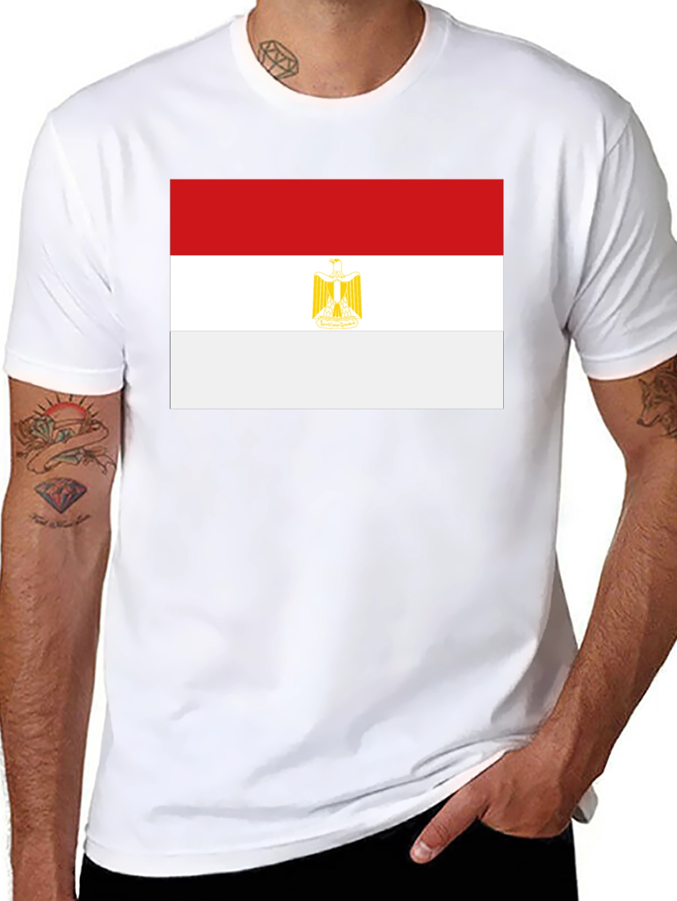 Egypt Flag Graphic Tee - Black Cotton T-Shirt