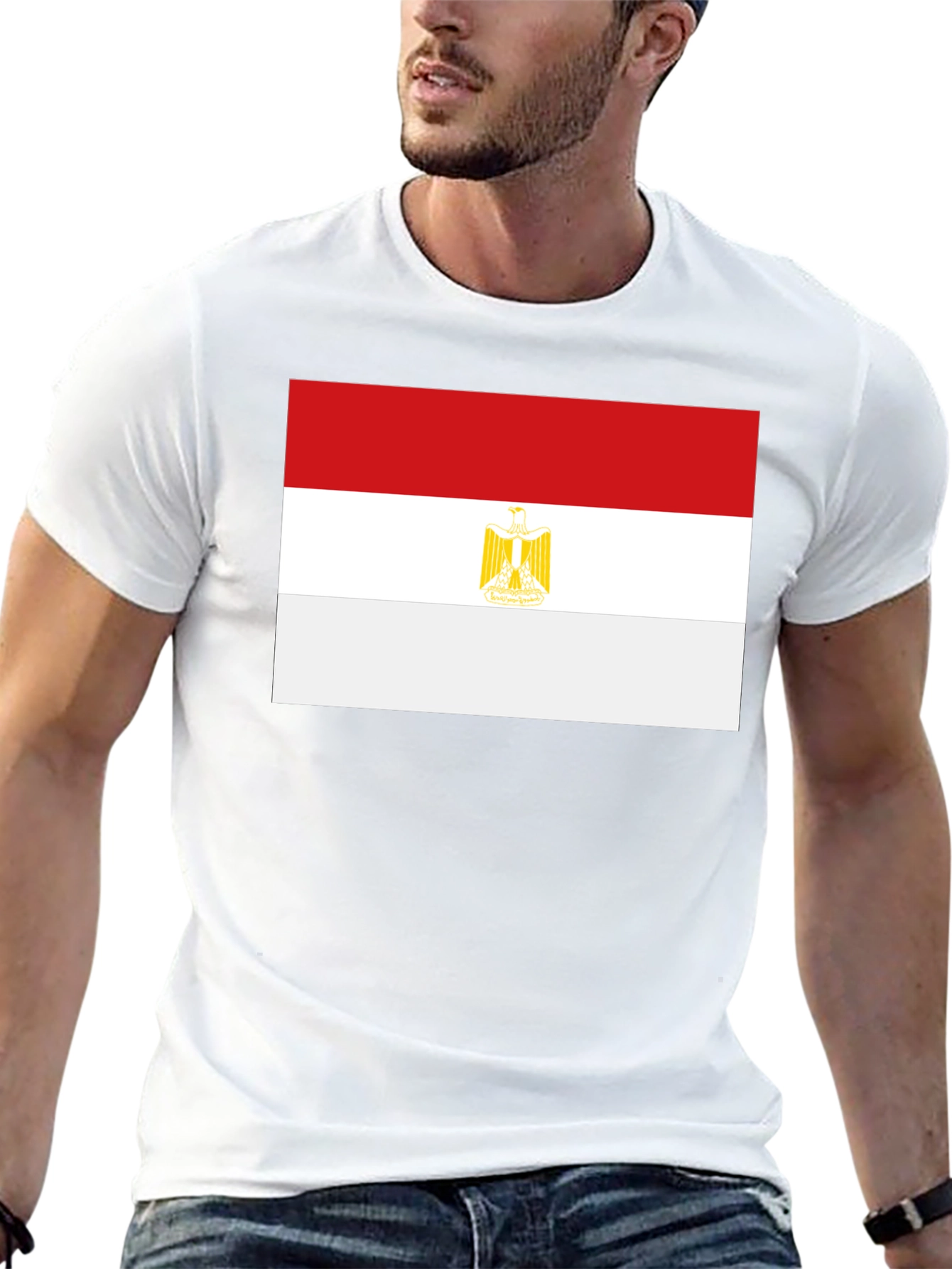 Egypt Flag Graphic Tee - Black Cotton T-Shirt
