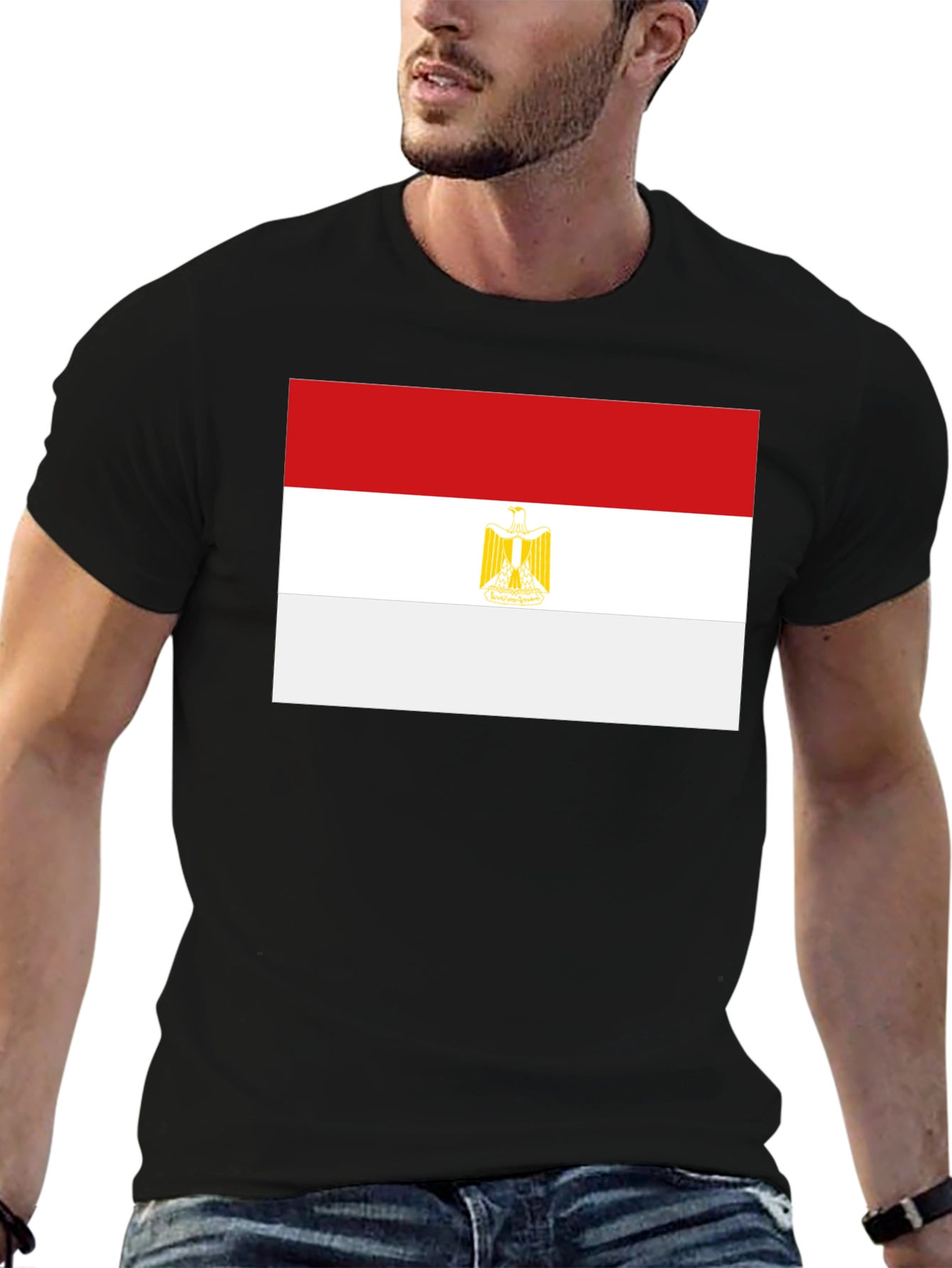 Egypt Flag Graphic Tee - Black Cotton T-Shirt