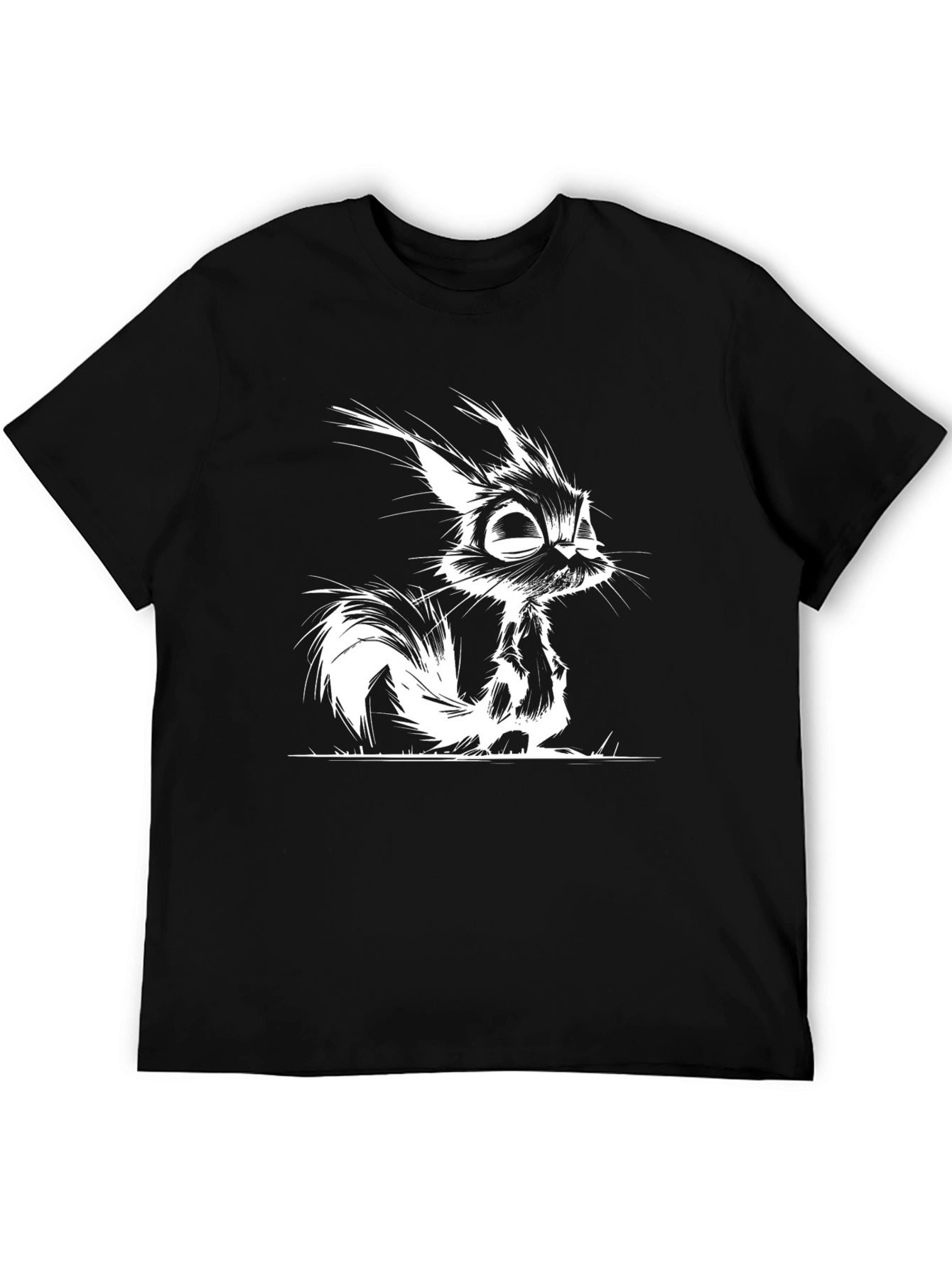Cartoon Squirrel Graphic Black T-Shirt