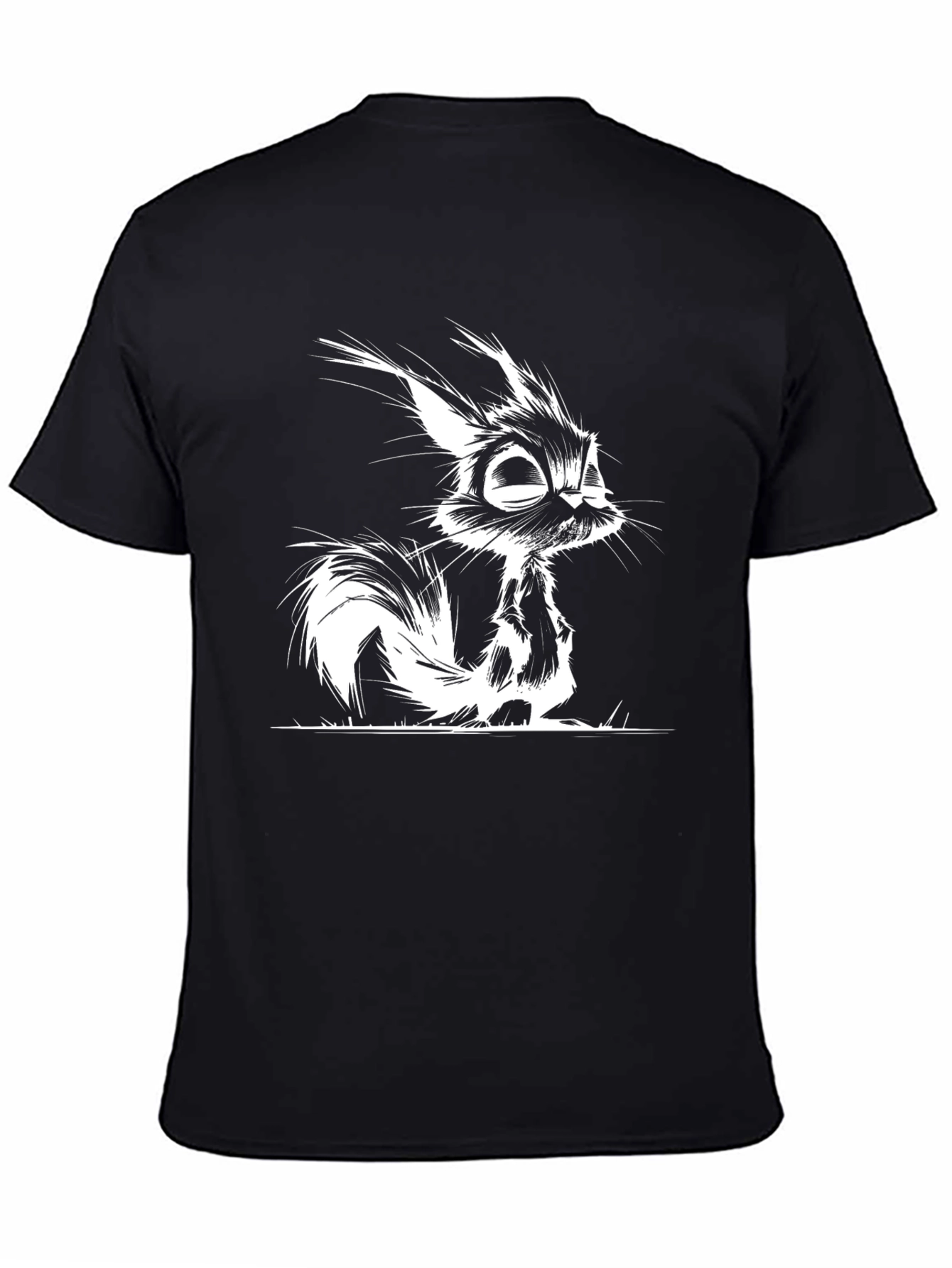 Cartoon Squirrel Graphic Black T-Shirt