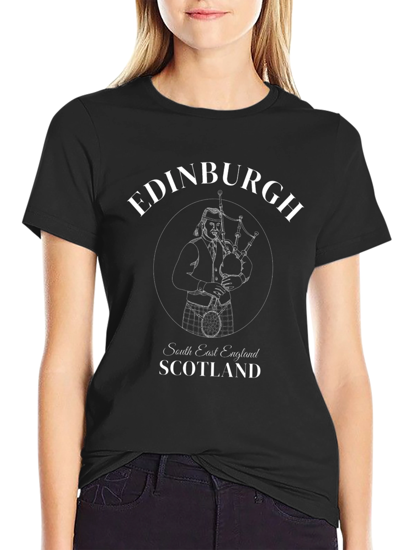 Edinburgh Scotland Black Graphic T-Shirt