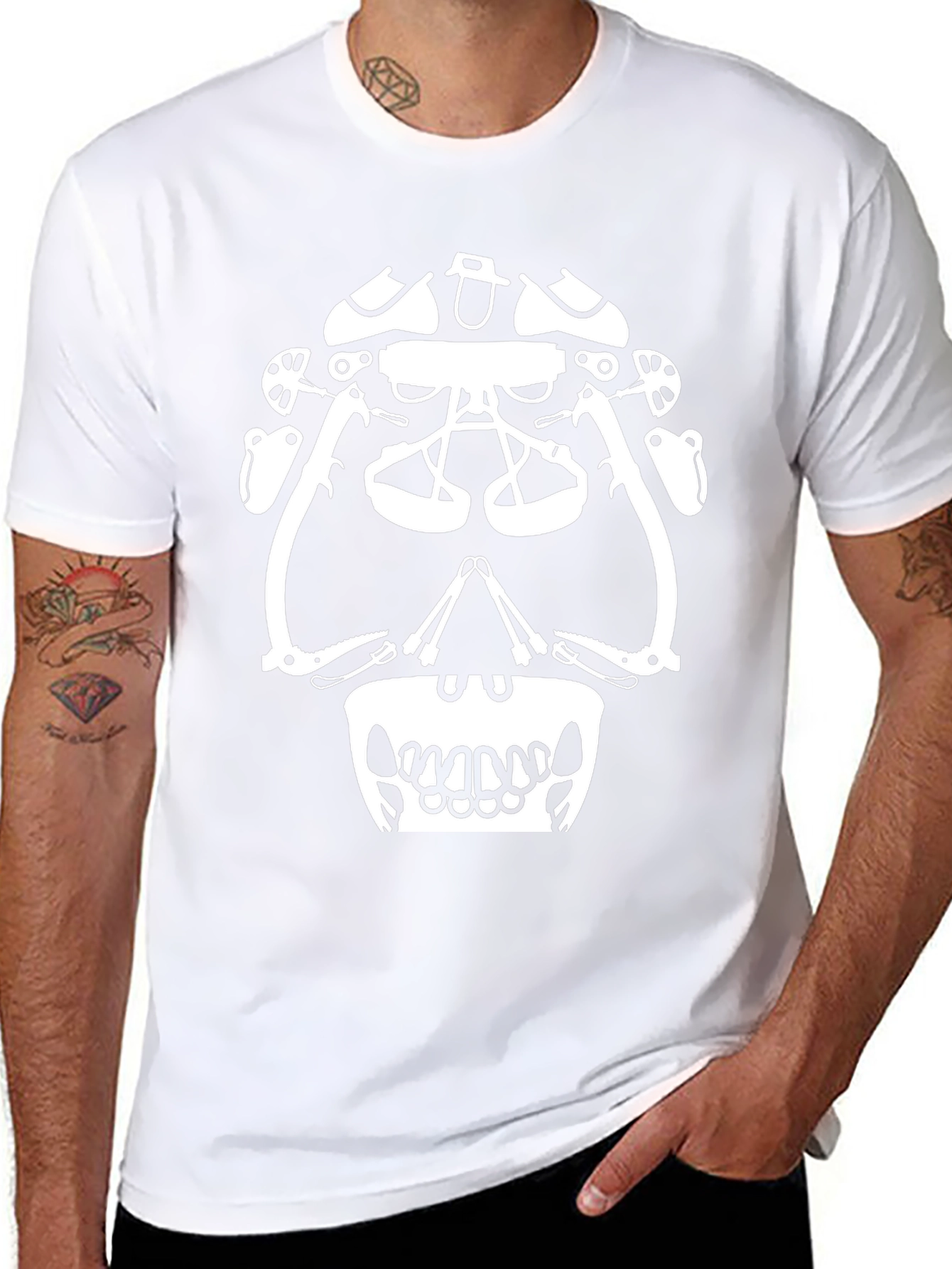 Climbing Gear Skull Graphic Tee - Black