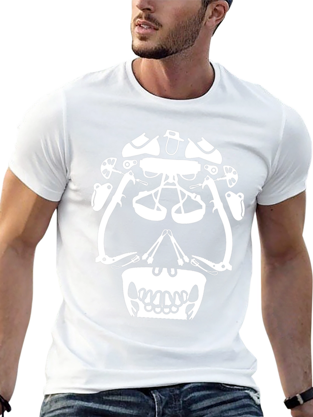 Climbing Gear Skull Graphic Tee - Black