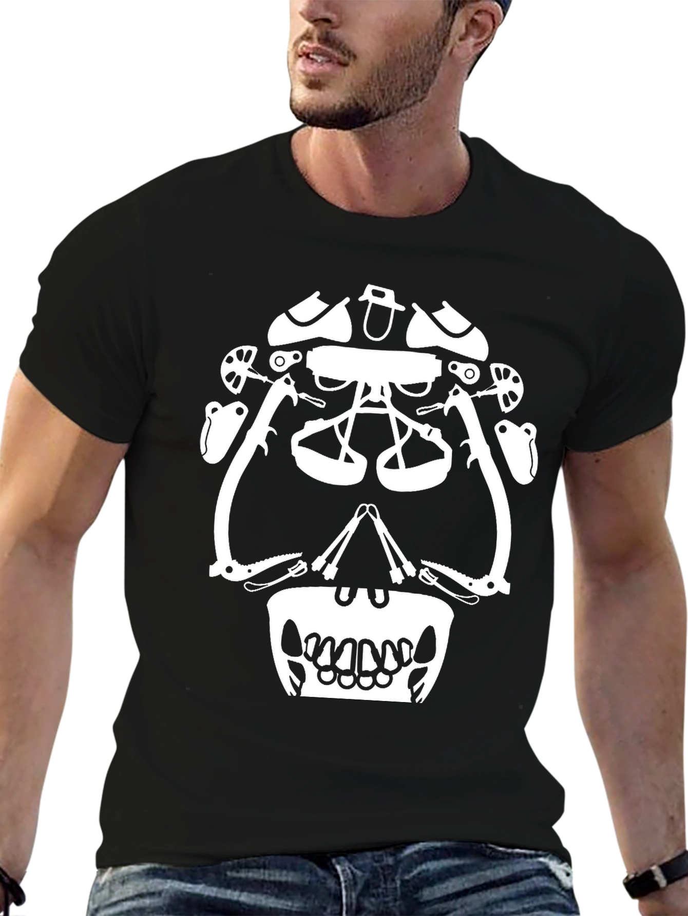 Climbing Gear Skull Graphic Tee - Black