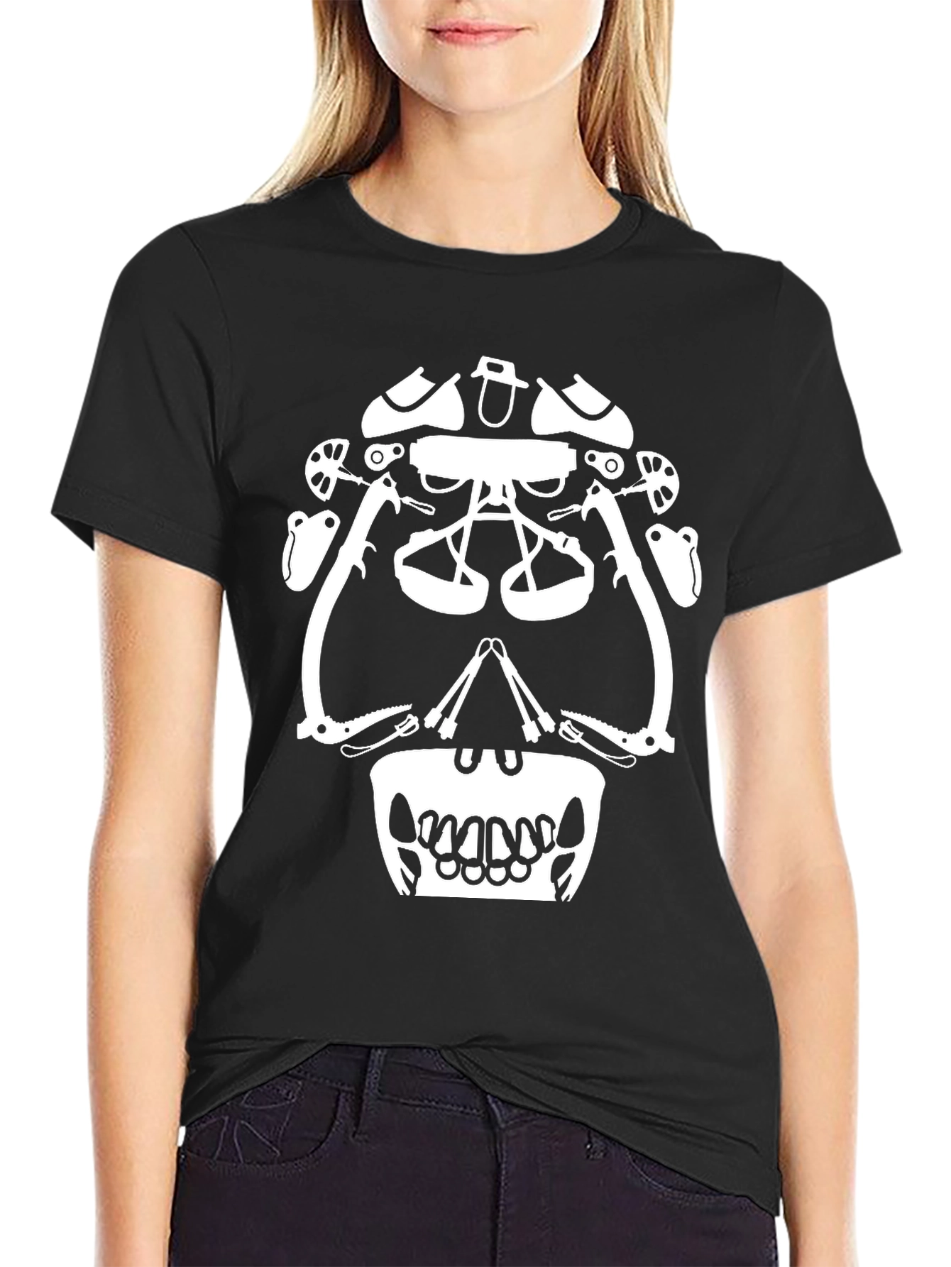Climbing Gear Skull Graphic Tee - Black