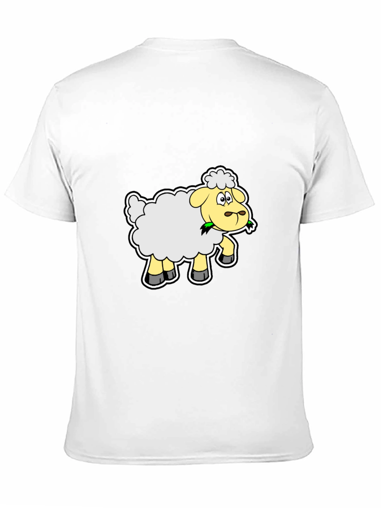 Cute Cartoon Sheep Graphic Tee - Black Cotton Shirt