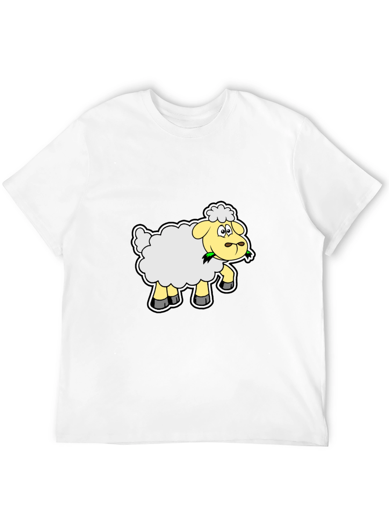 Cute Cartoon Sheep Graphic Tee - Black Cotton Shirt