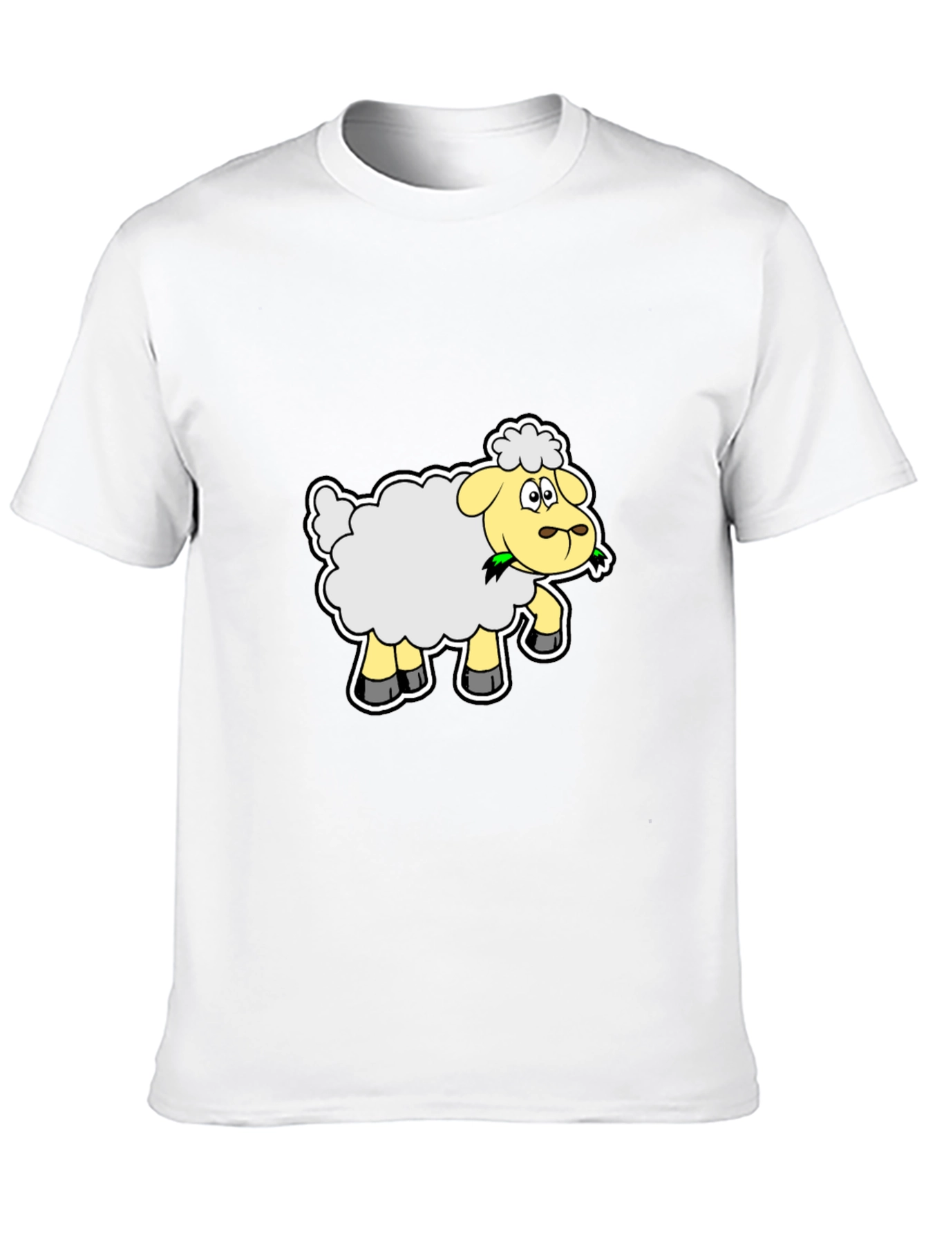 Cute Cartoon Sheep Graphic Tee - Black Cotton Shirt