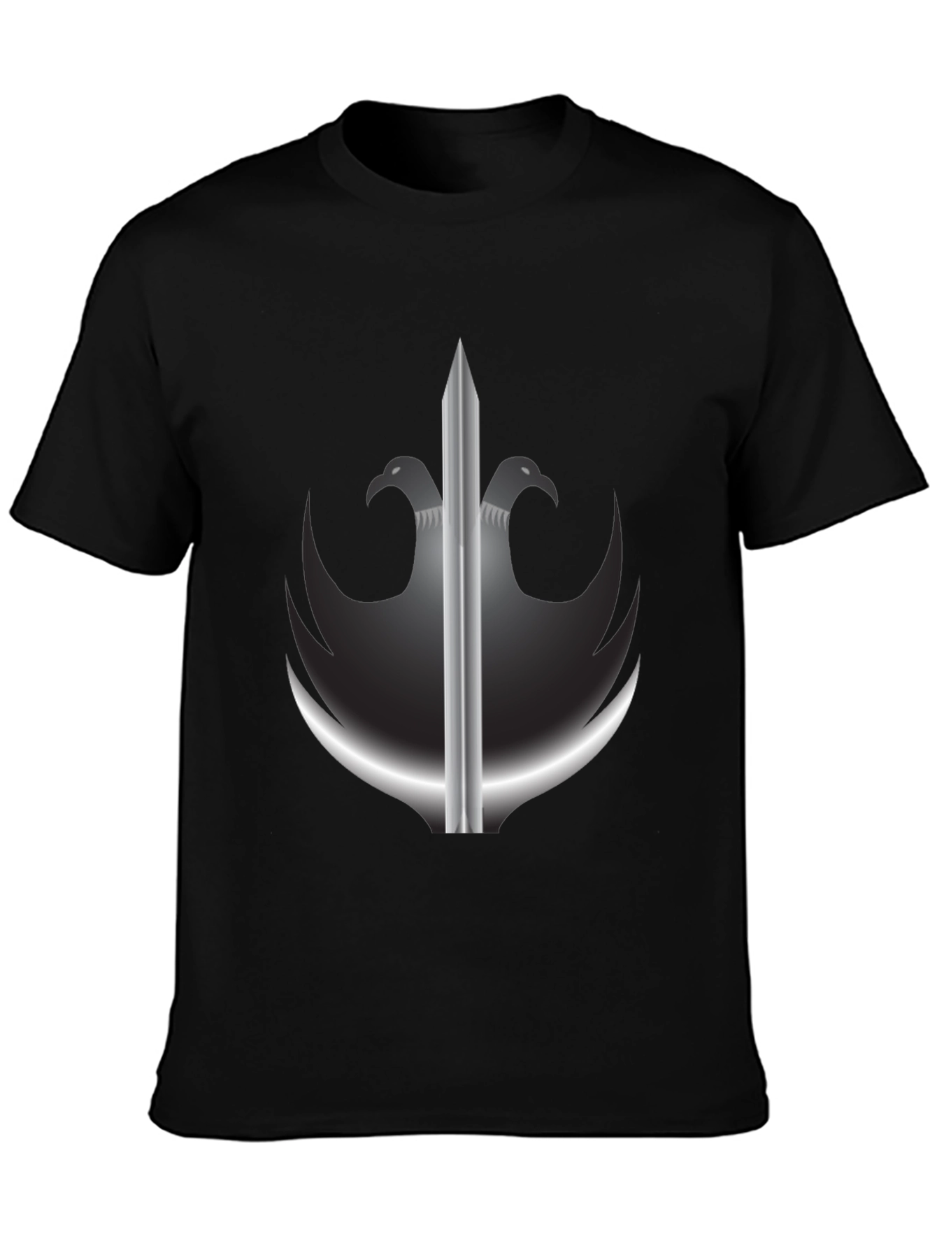 Black T-Shirt with Sword & Eagle Crest Graphic